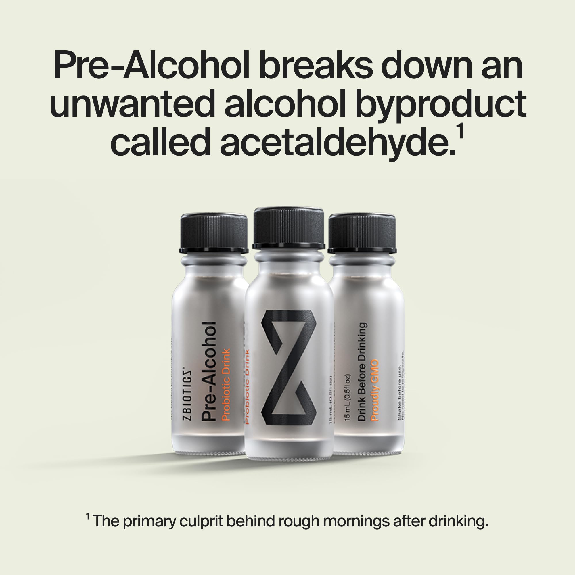 ZBiotics bottle pour illustrating pre-drink ritual for smoother mornings.