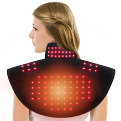 Zdatt cordless red light therapy wrap on shoulder and neck for soothing warmth
