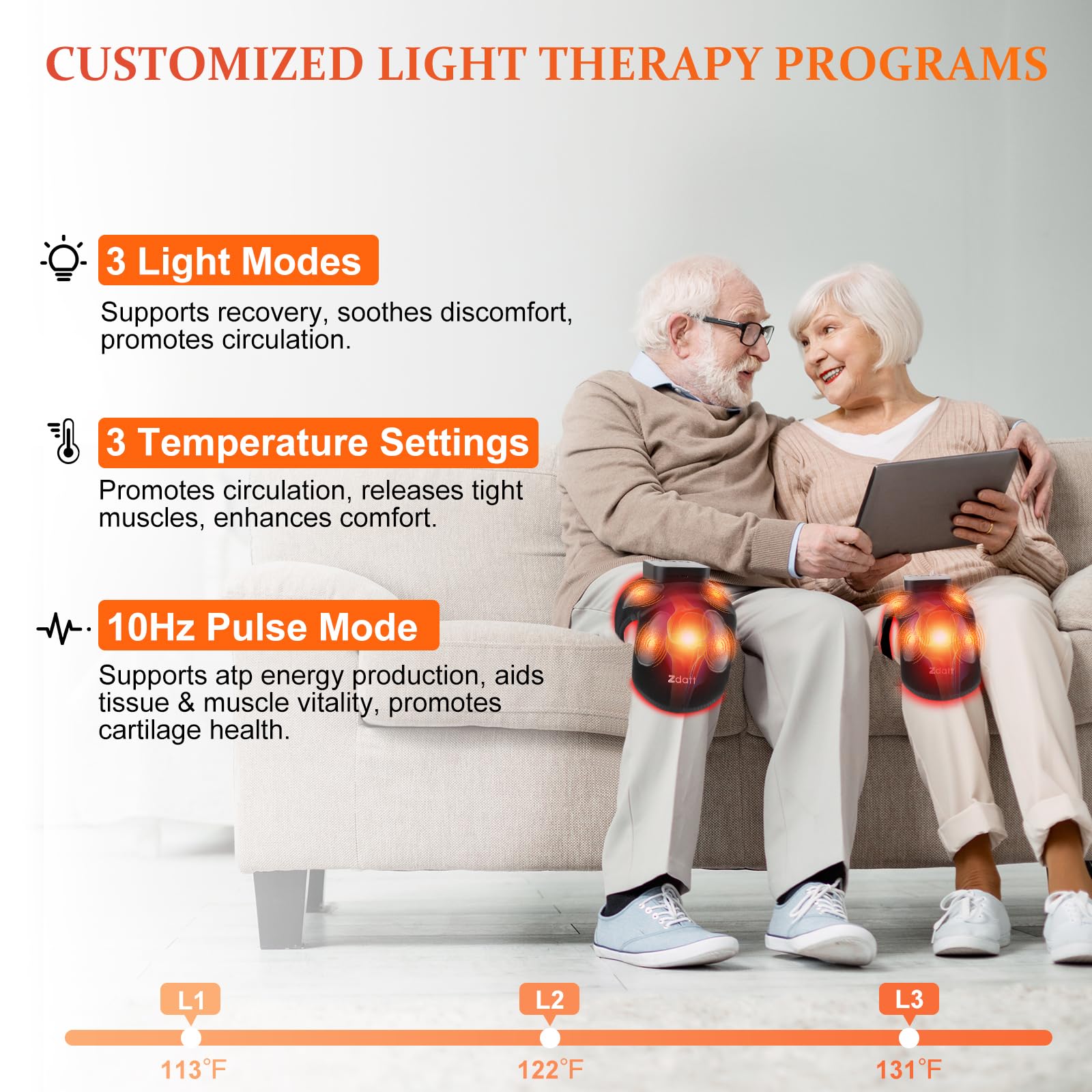 Zdatt massager with adjustable heat settings delivers comfortable warmth.