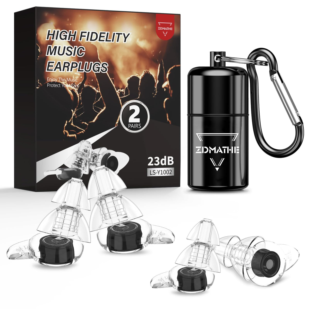 ZDMATHE concert earplugs in two sizes for comfortable fit during live shows
