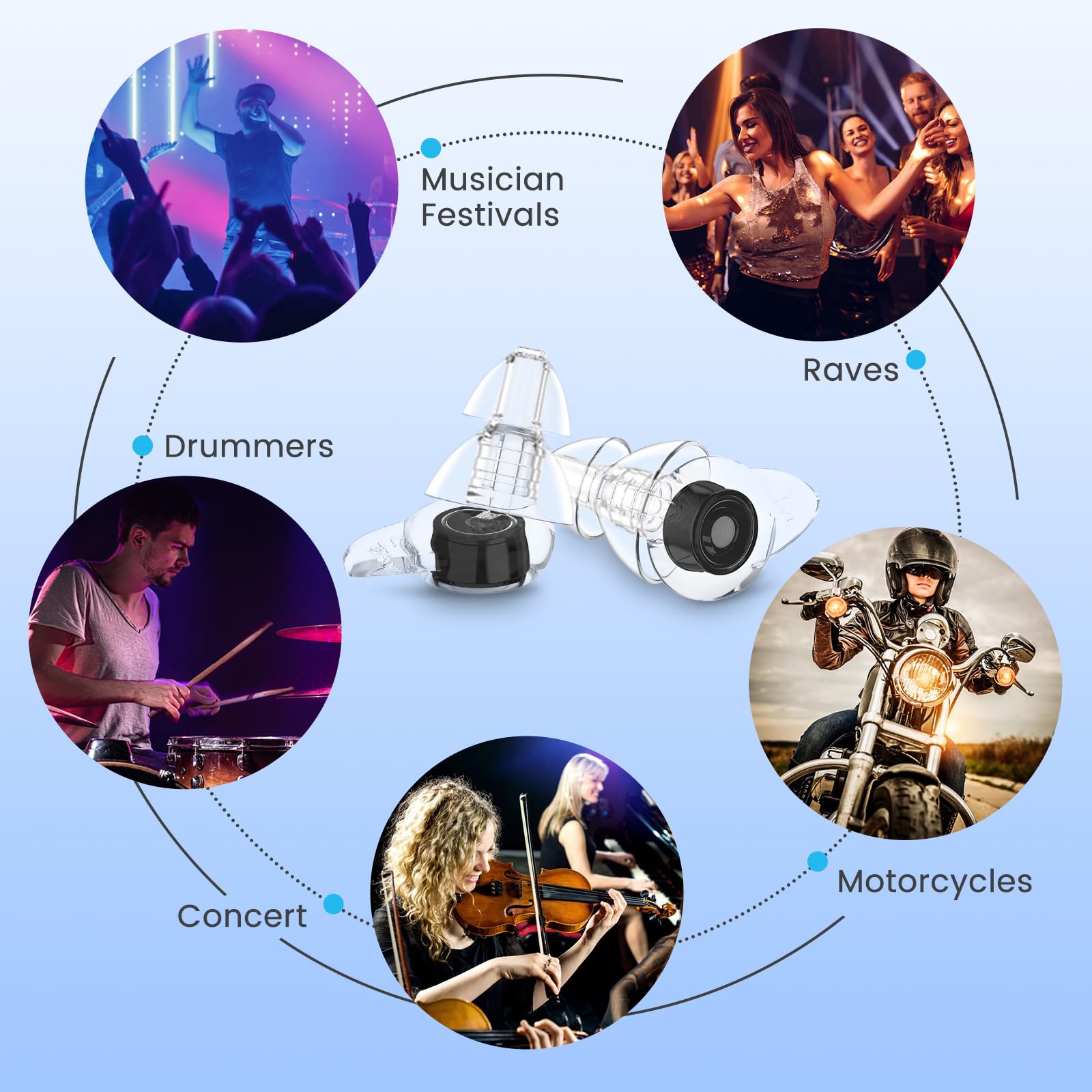 ZDMATHE secure-fit earplugs prevent loss at parties