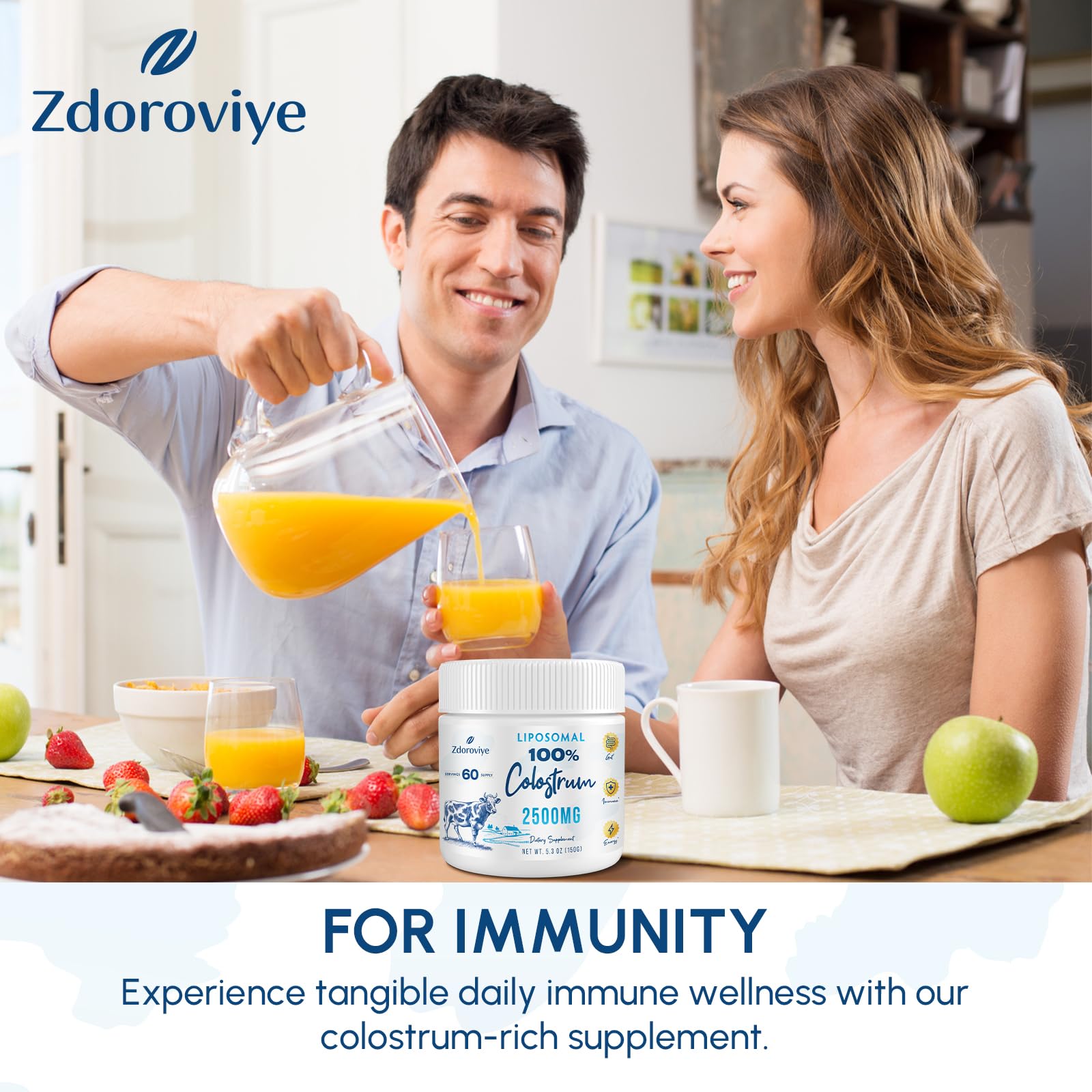 Zdoroviye powder scoop pouring into a shaker for easy daily routine.