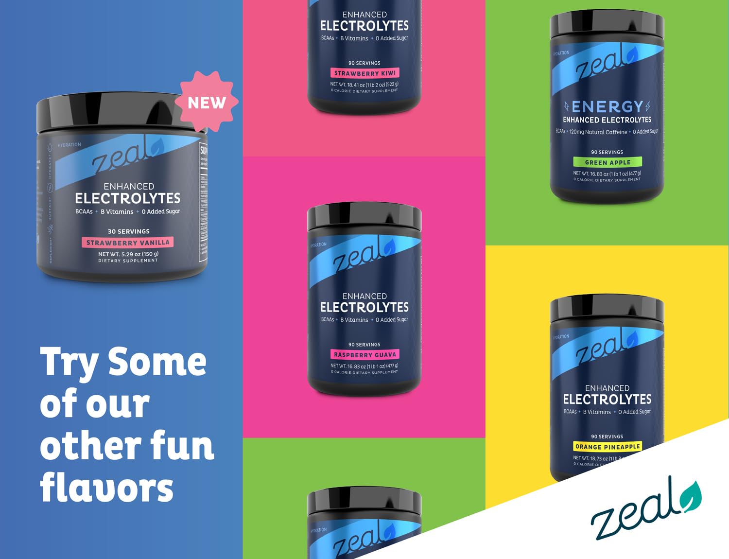 Zeal Electrolyte Powder B-vitamins label for daily energy support