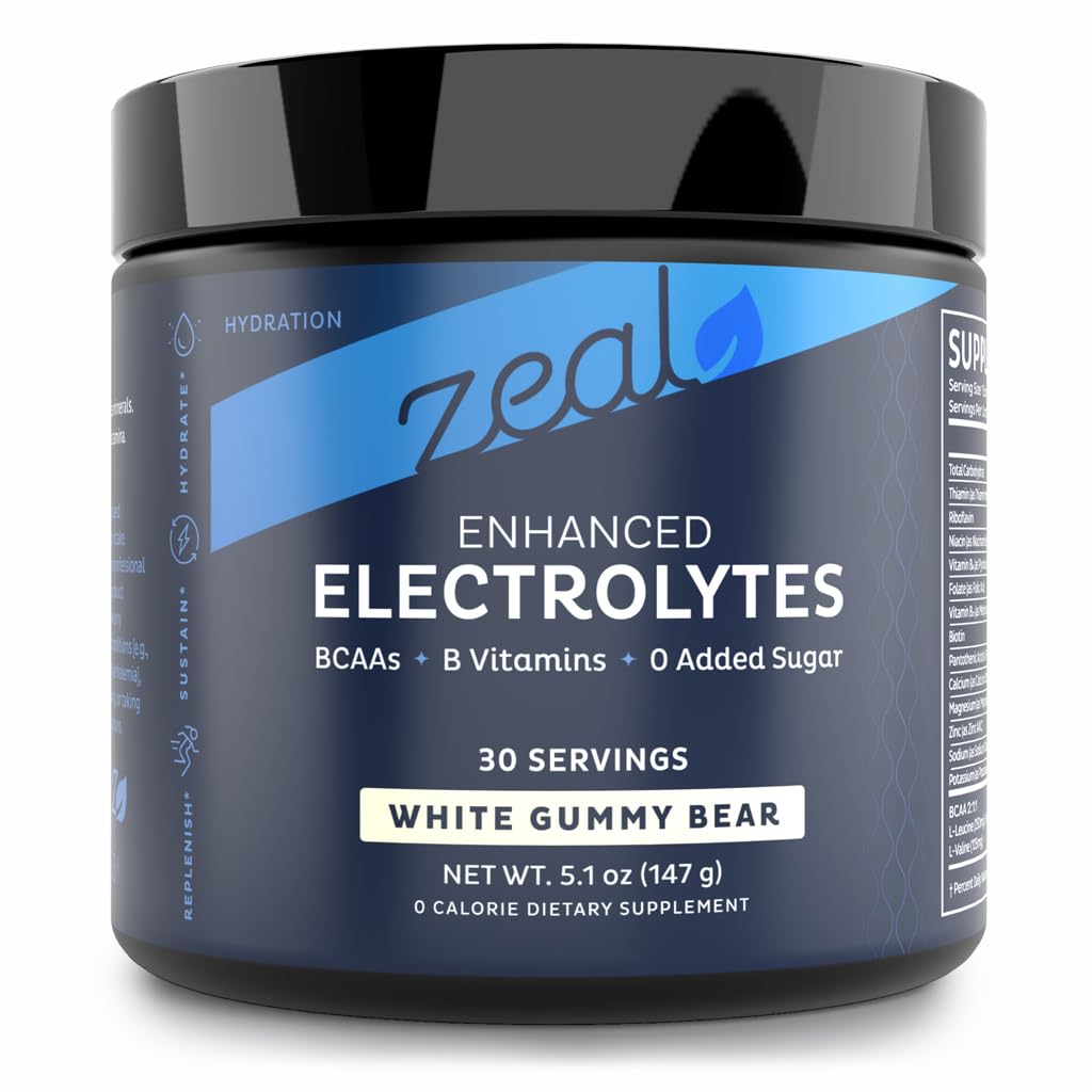 Zeal Electrolyte Powder bottle for sugar-free hydration during workouts