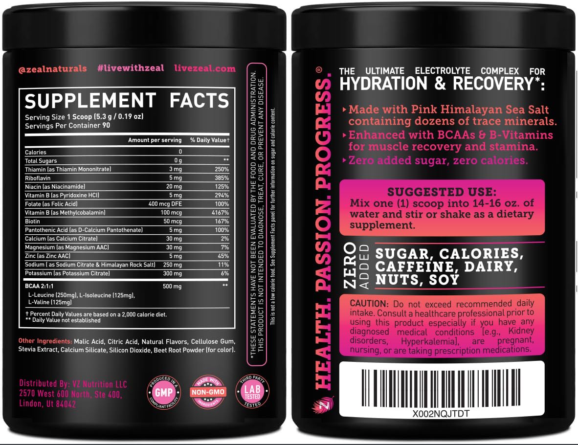 Zeal Electrolyte Powder poured into glass highlighting refreshing hydration