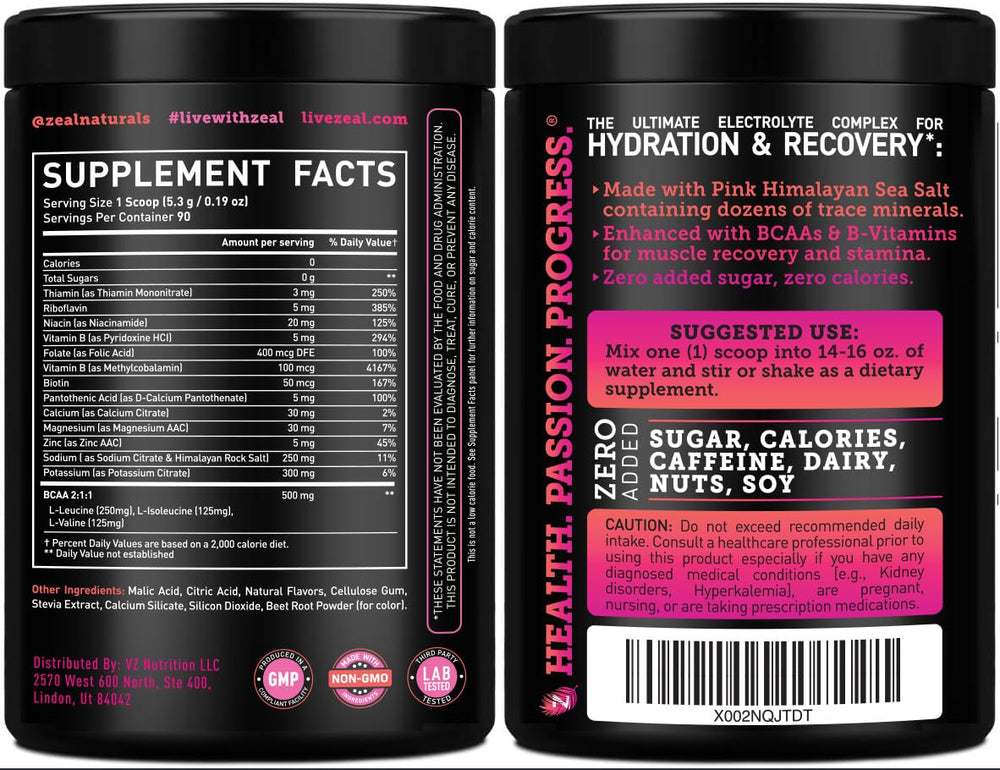 Zeal Electrolyte Powder poured into glass highlighting refreshing hydration