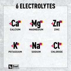 Zeal Electrolyte Powder ingredients label showing B vitamins and BCAAs