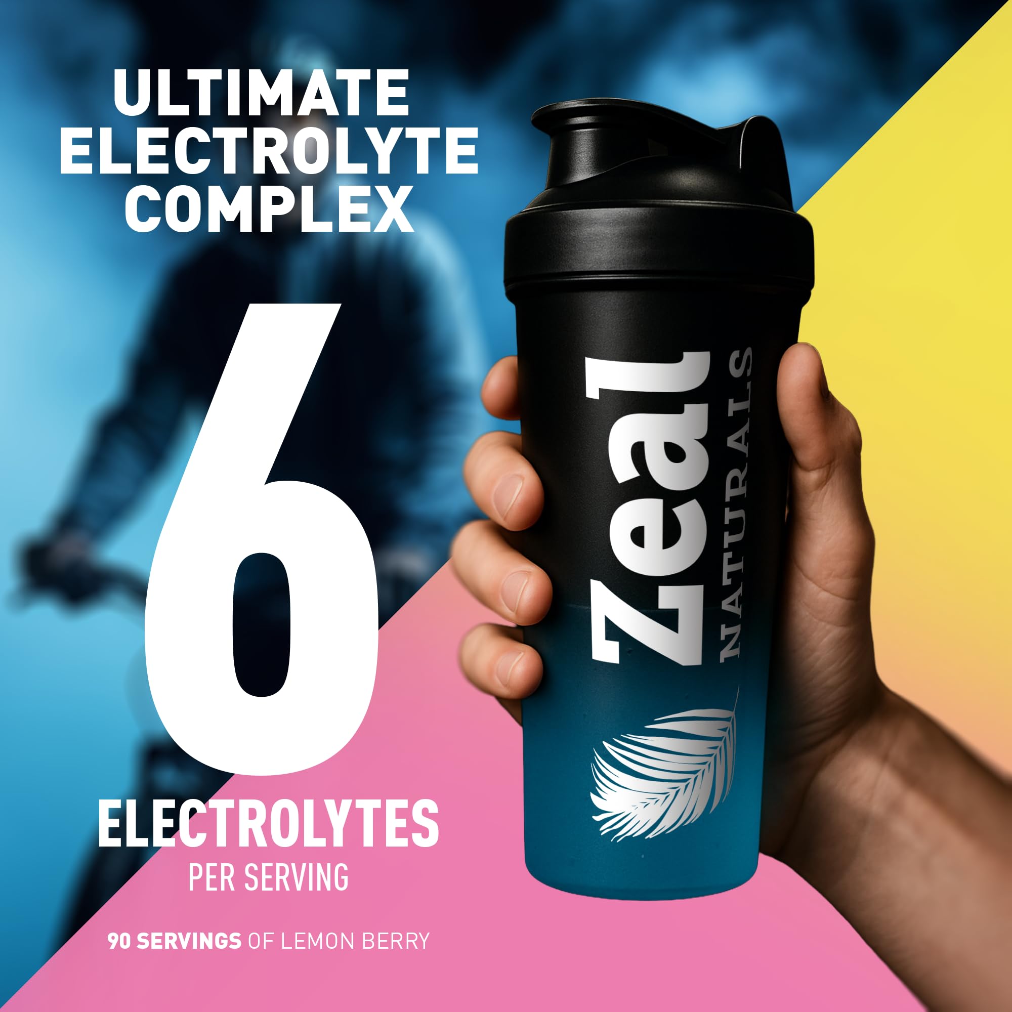 Zeal Electrolyte Powder label highlights zero sugar and purity