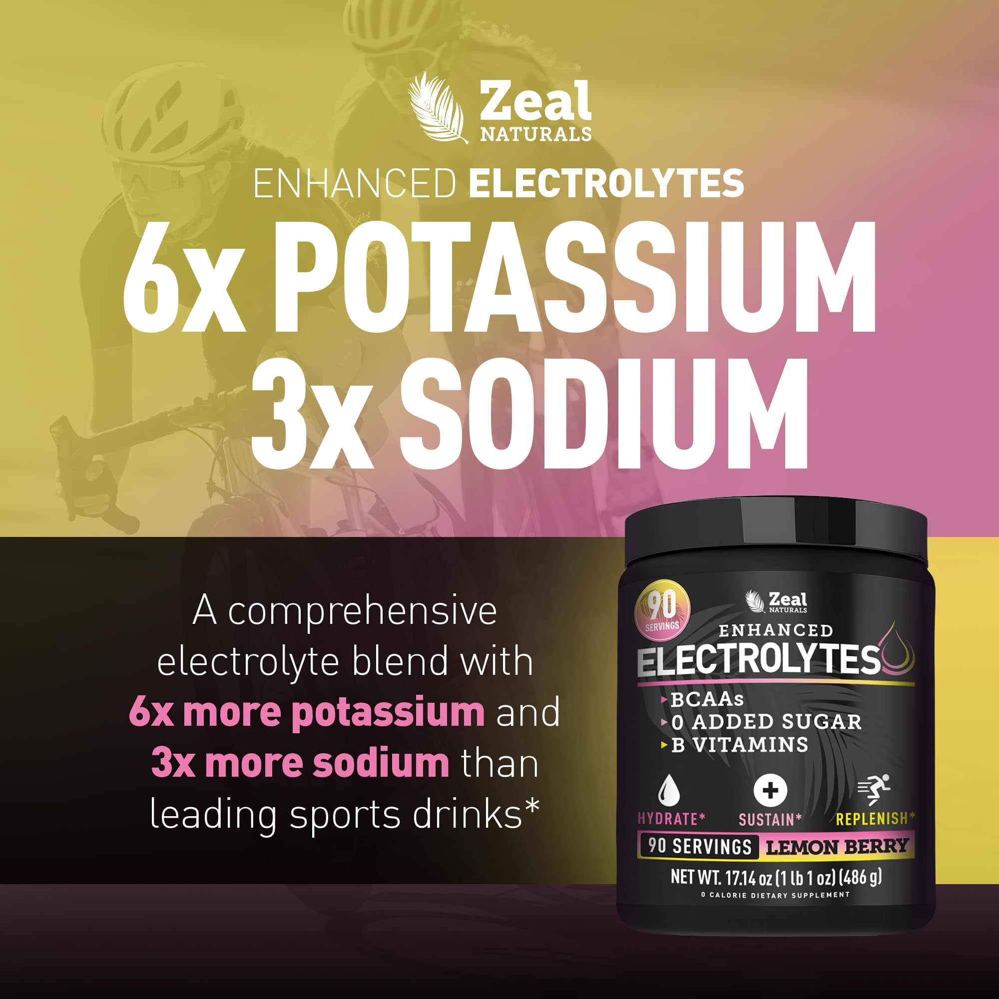 Scoop of Zeal electrolyte powder ready to mix for electrolyte balance
