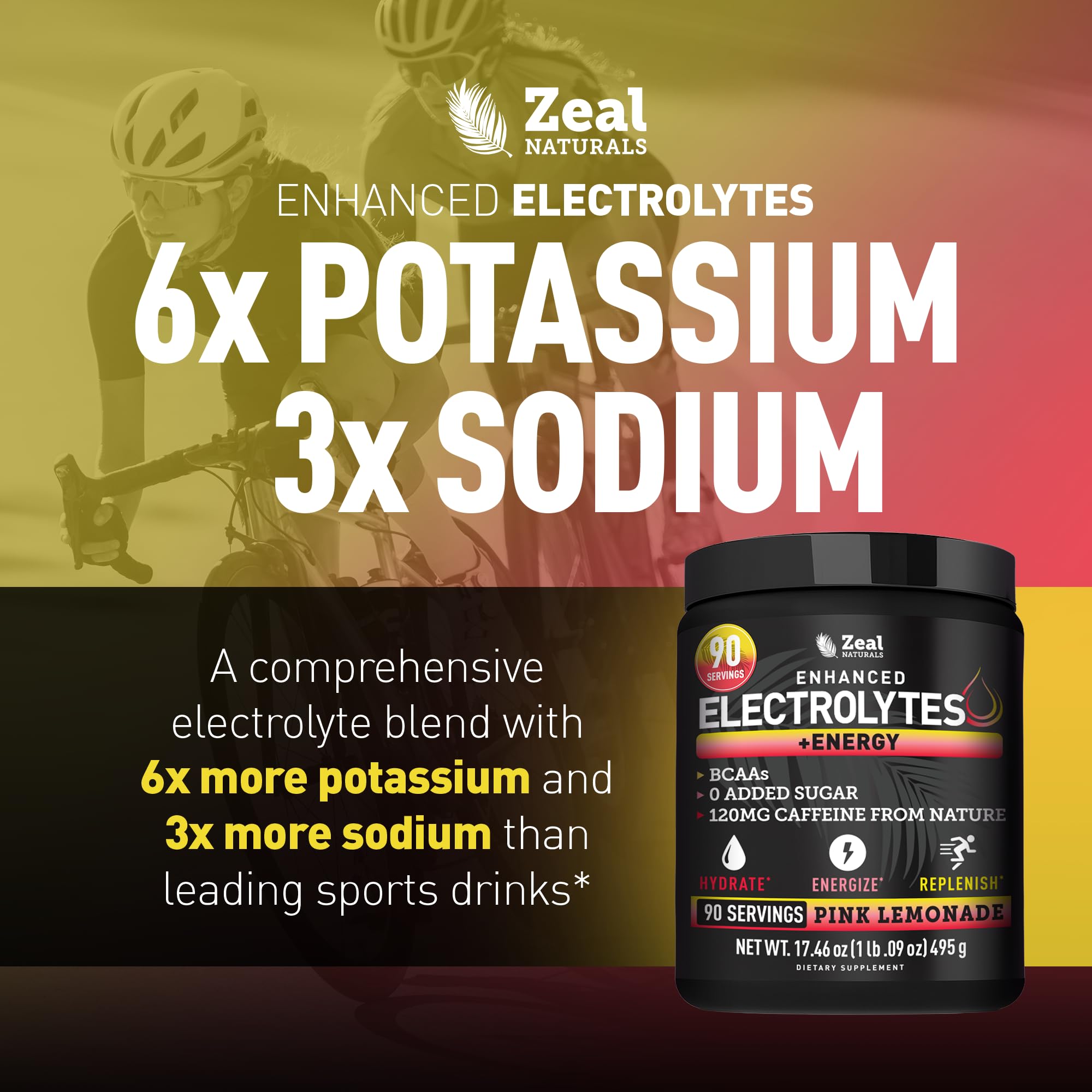 Scoop of Zeal Electrolyte Powder ready to support recovery and hydration.