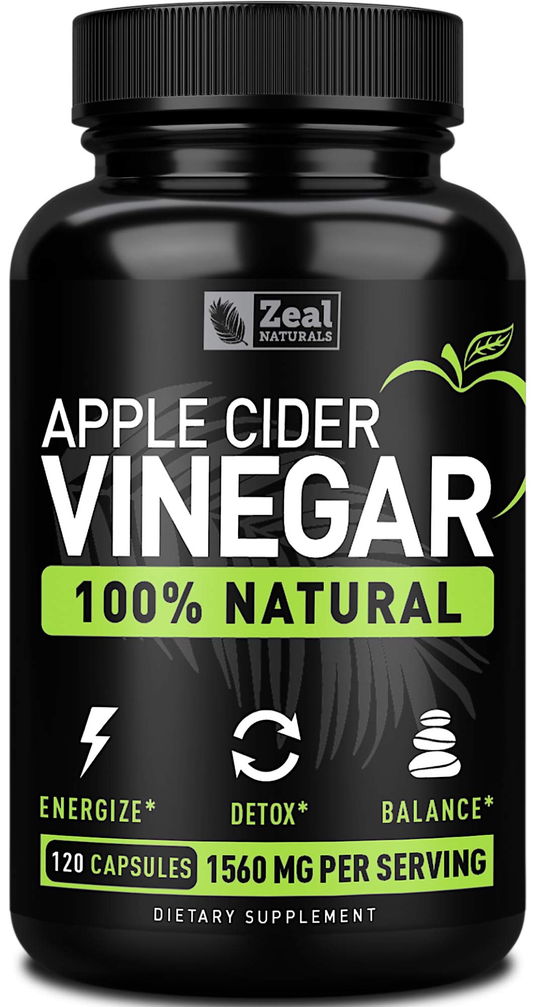 Zeal Naturals ACV capsules bottle on counter for digestion support