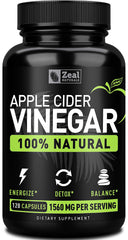 Zeal Naturals ACV capsules bottle on counter for digestion support