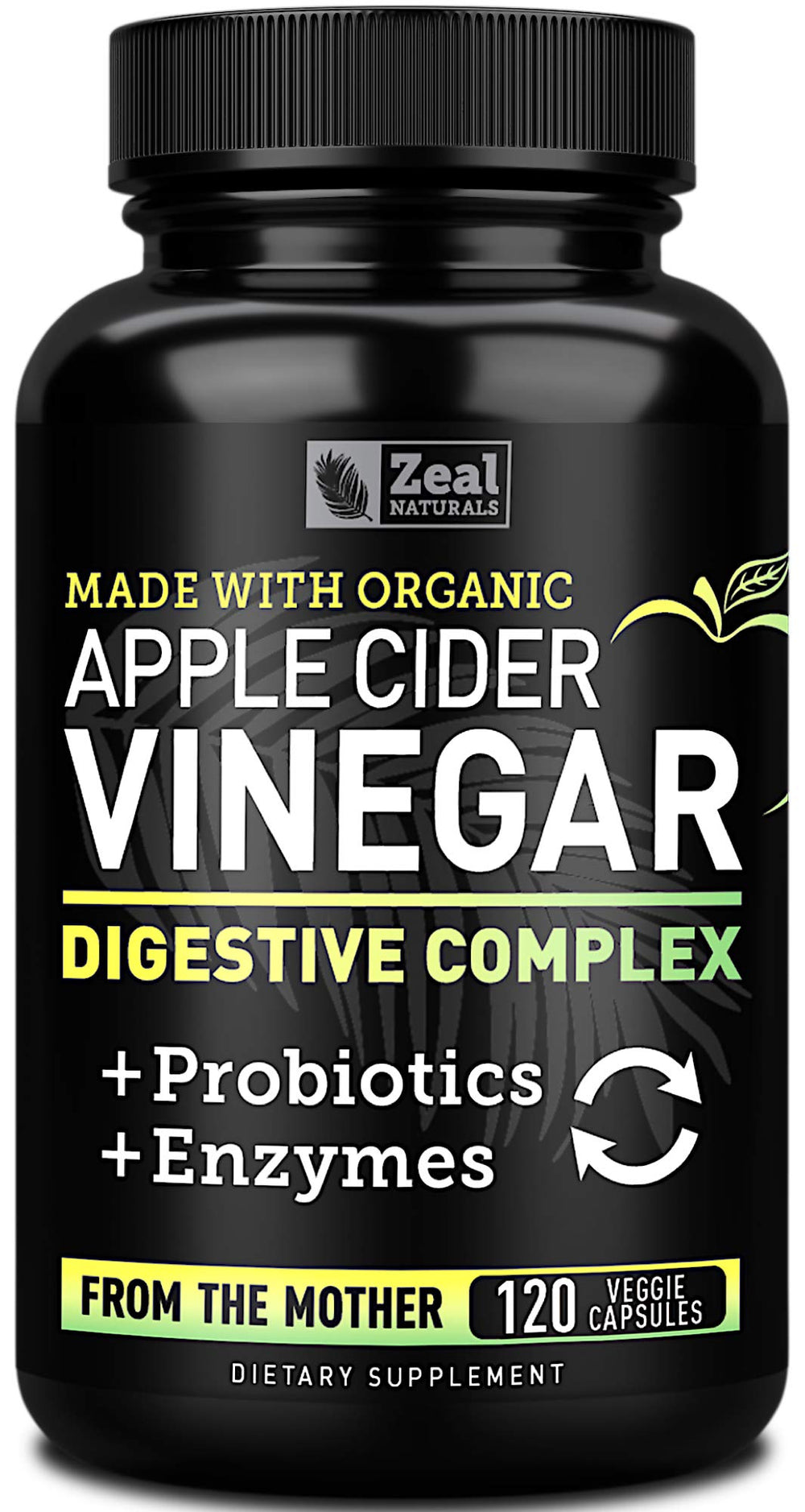 Zeal Naturals Apple Cider Vinegar Capsules bottle for convenient gut support and daily wellness.