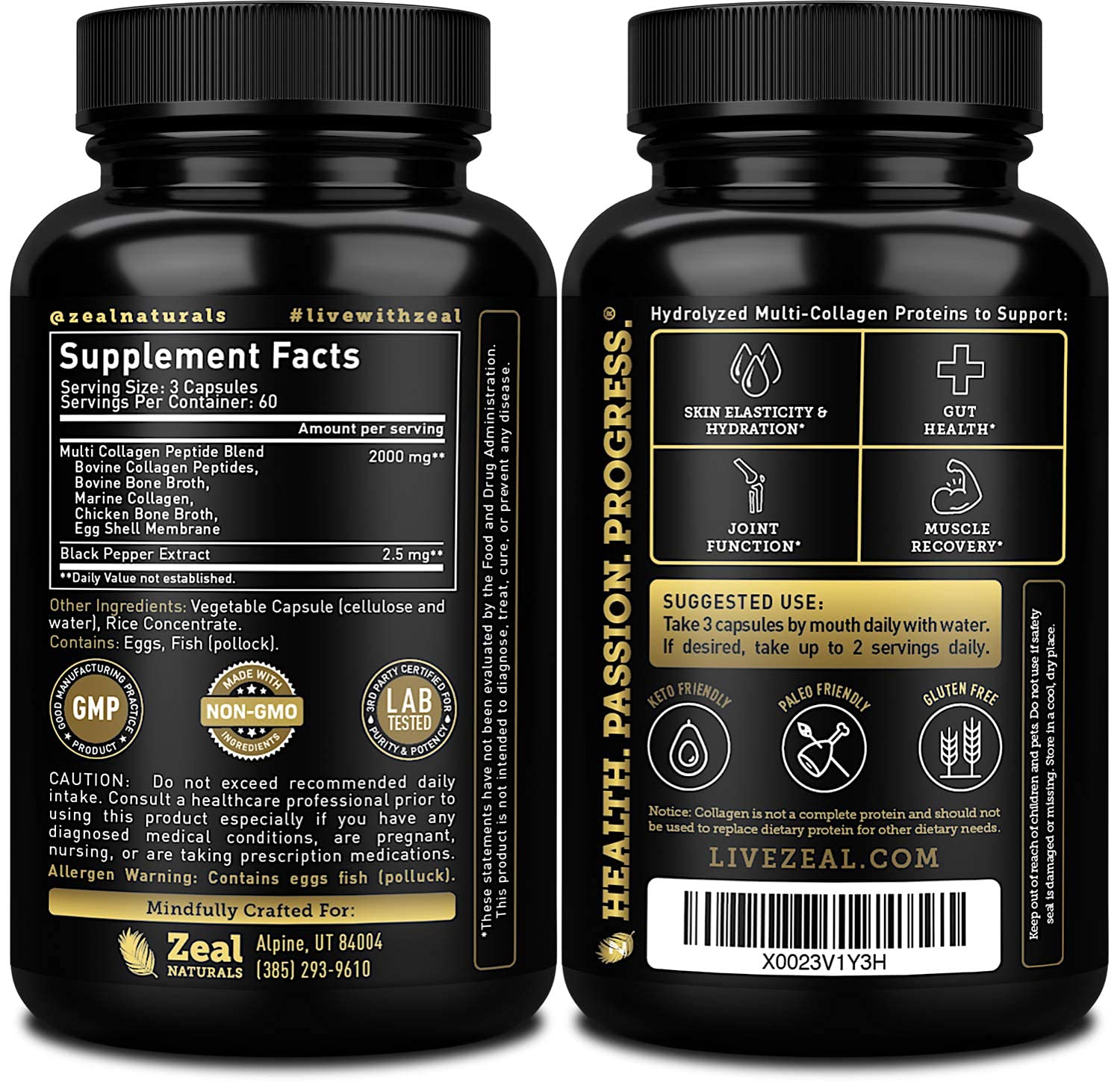 Zeal Naturals bottle with cap removed showing easy-to-swallow capsules