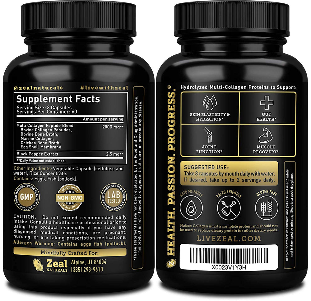 Zeal Naturals bottle with cap removed showing easy-to-swallow capsules