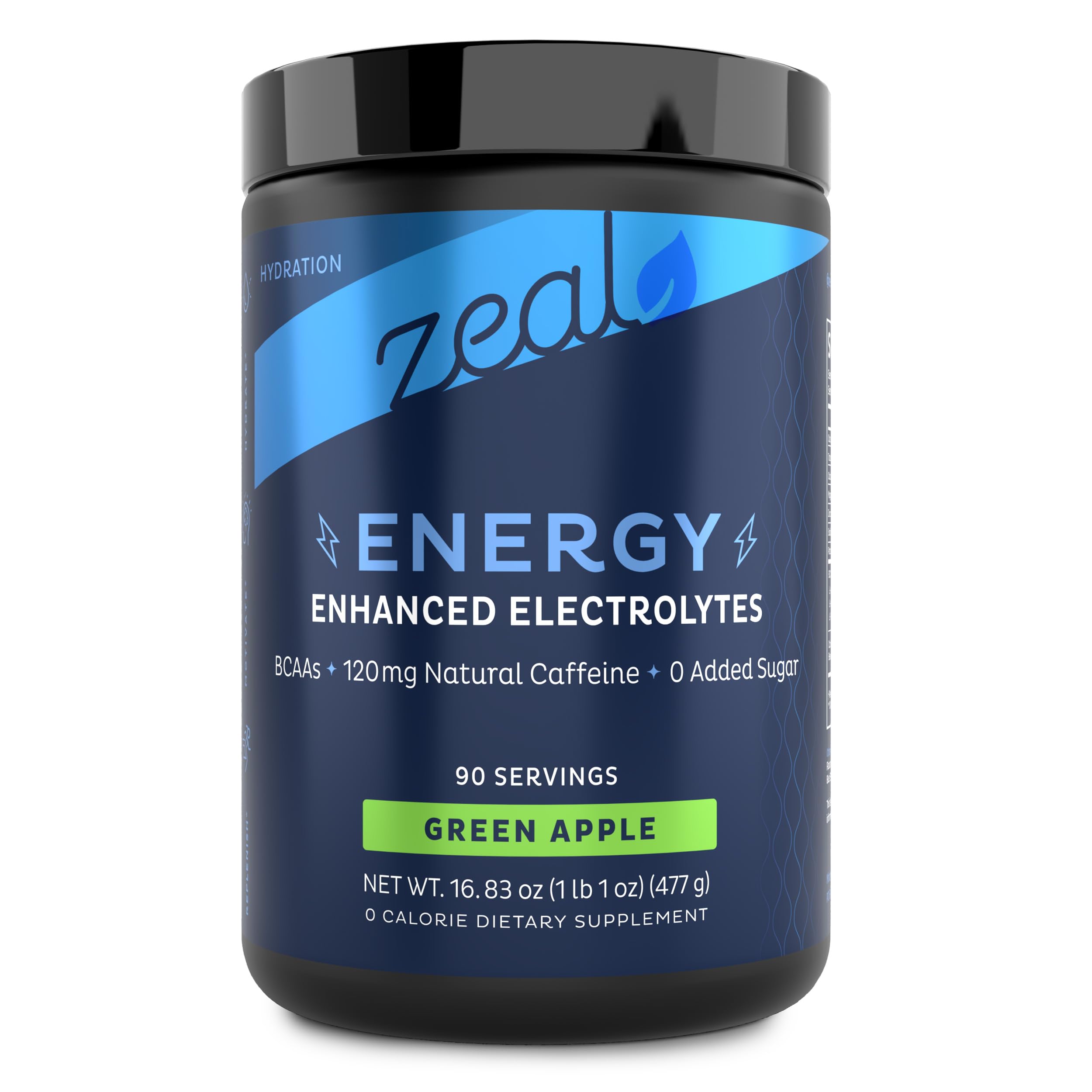 Zeal Electrolyte Powder Green Apple tub ready for hydration and recovery