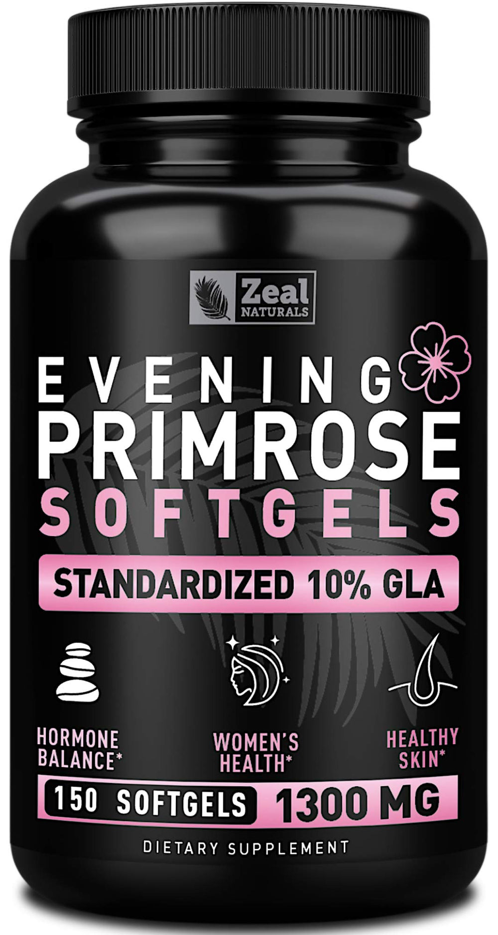 Zeal Naturals Evening Primrose Oil softgel bottle supports daily skin health.