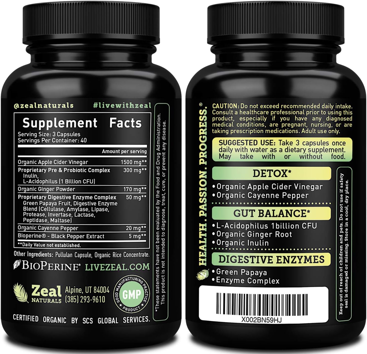 Zeal Naturals GMP and third-party tested seal indicating quality