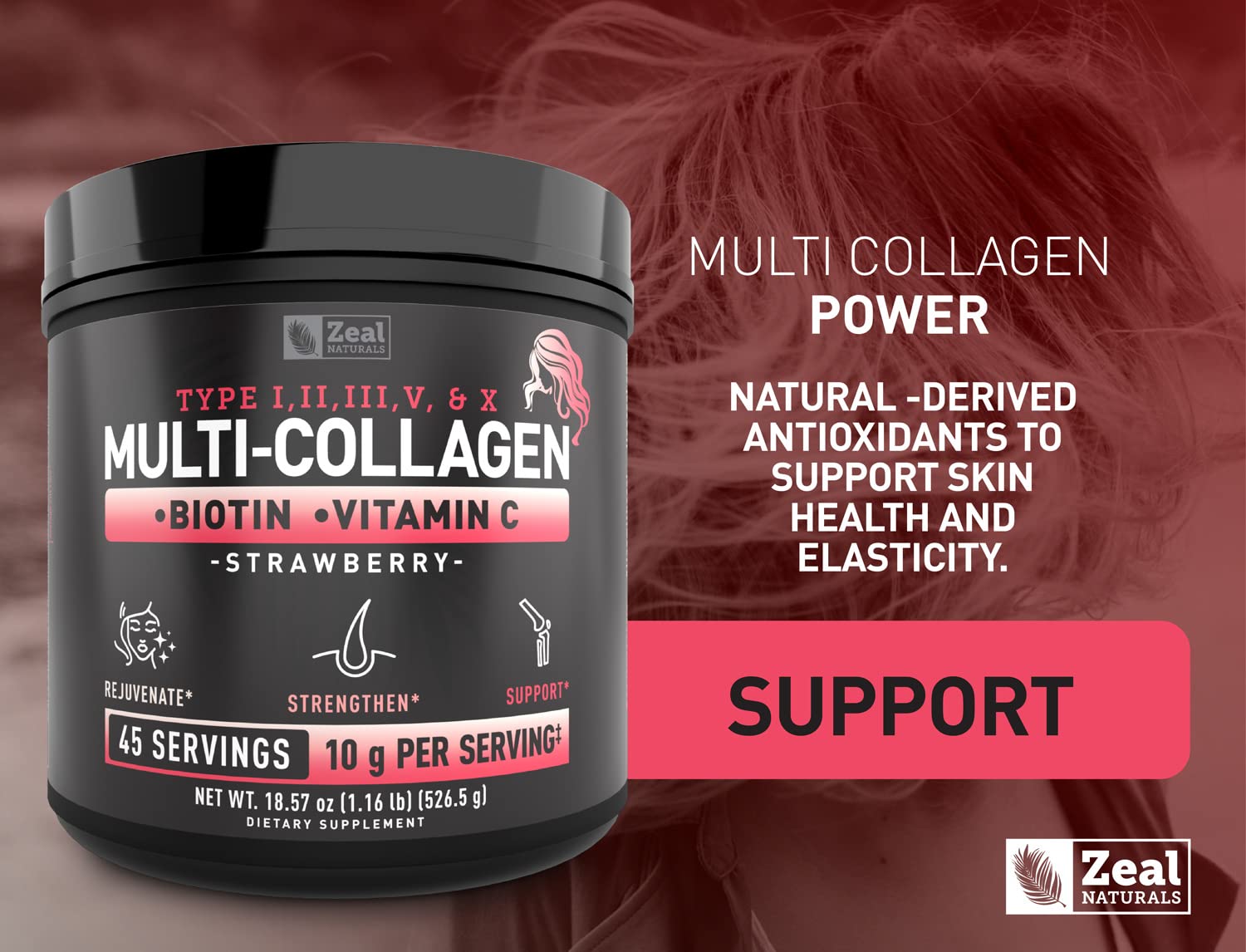 Zeal Naturals joint-support collagen complex for mobility support.