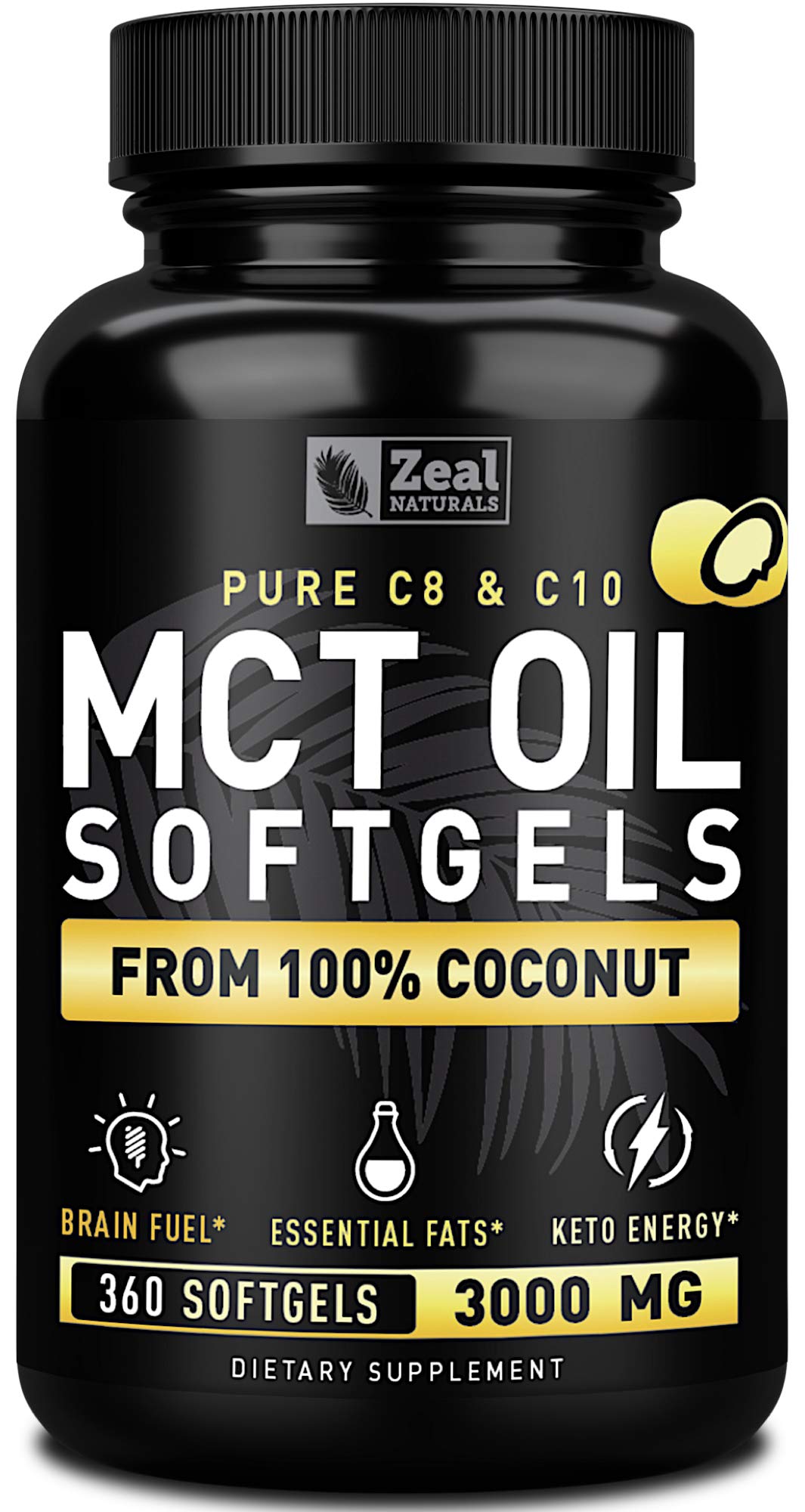 Zeal Naturals MCT softgels bottle showing convenient on-the-go energy support.