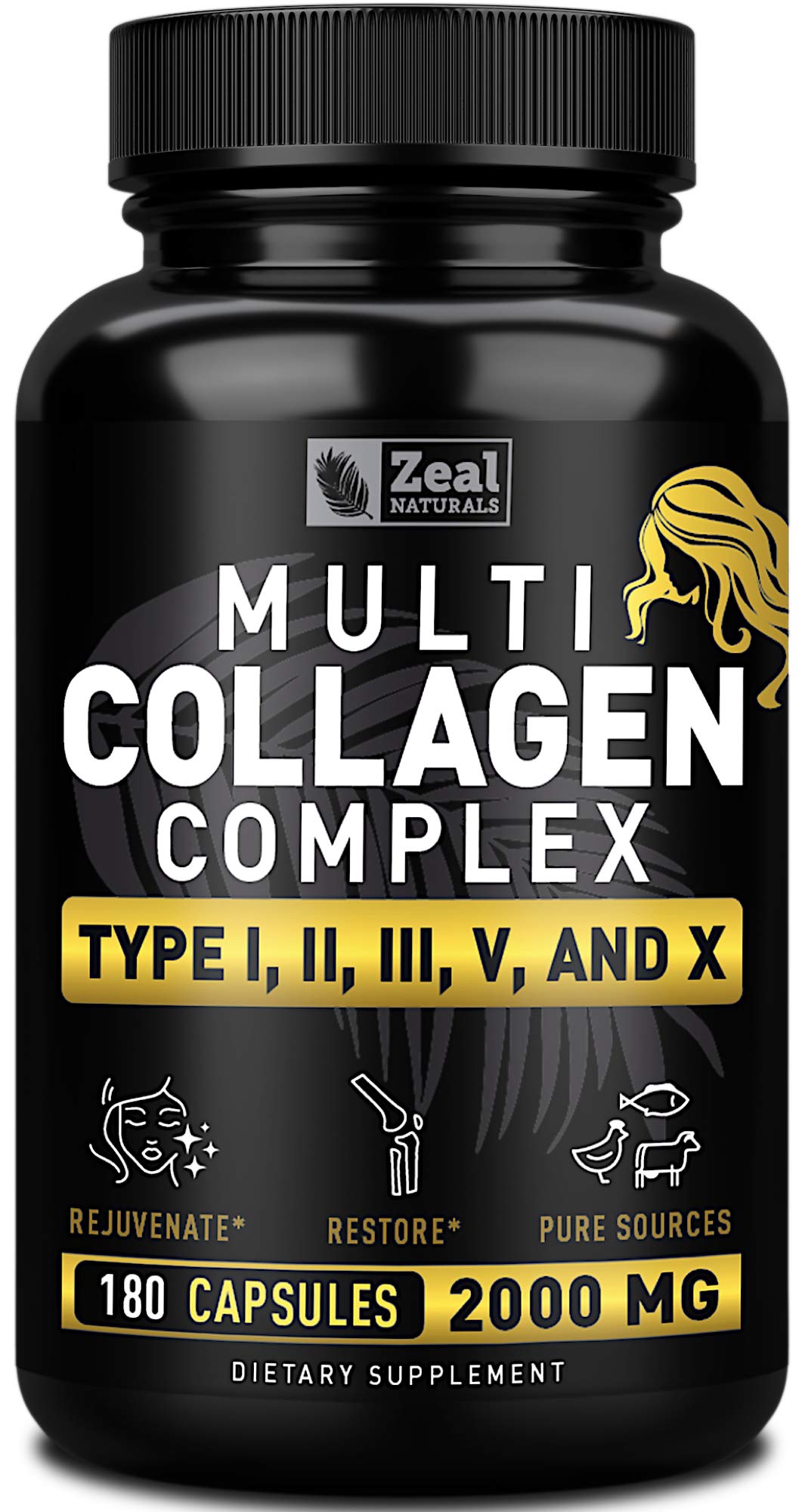 Zeal Naturals multi collagen pills bottle for daily joint and skin support