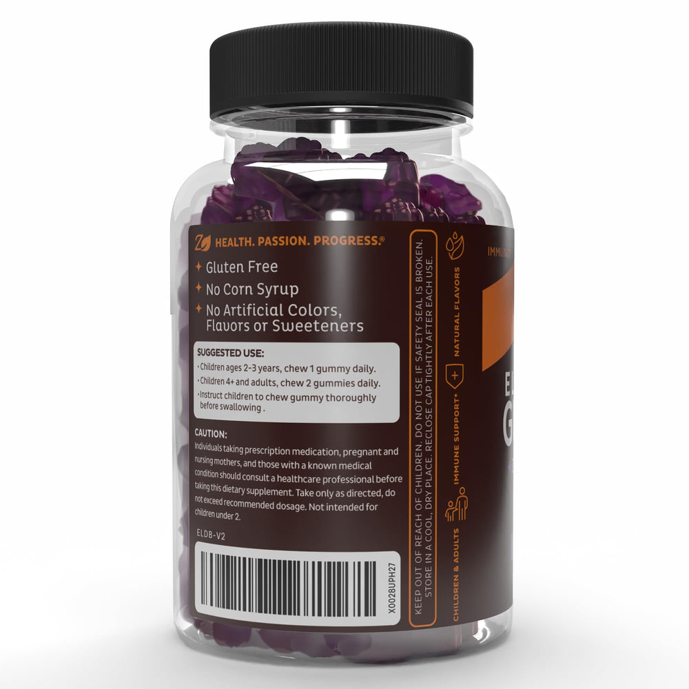 Zeal Naturals brand packaging with elderberry gummies on display