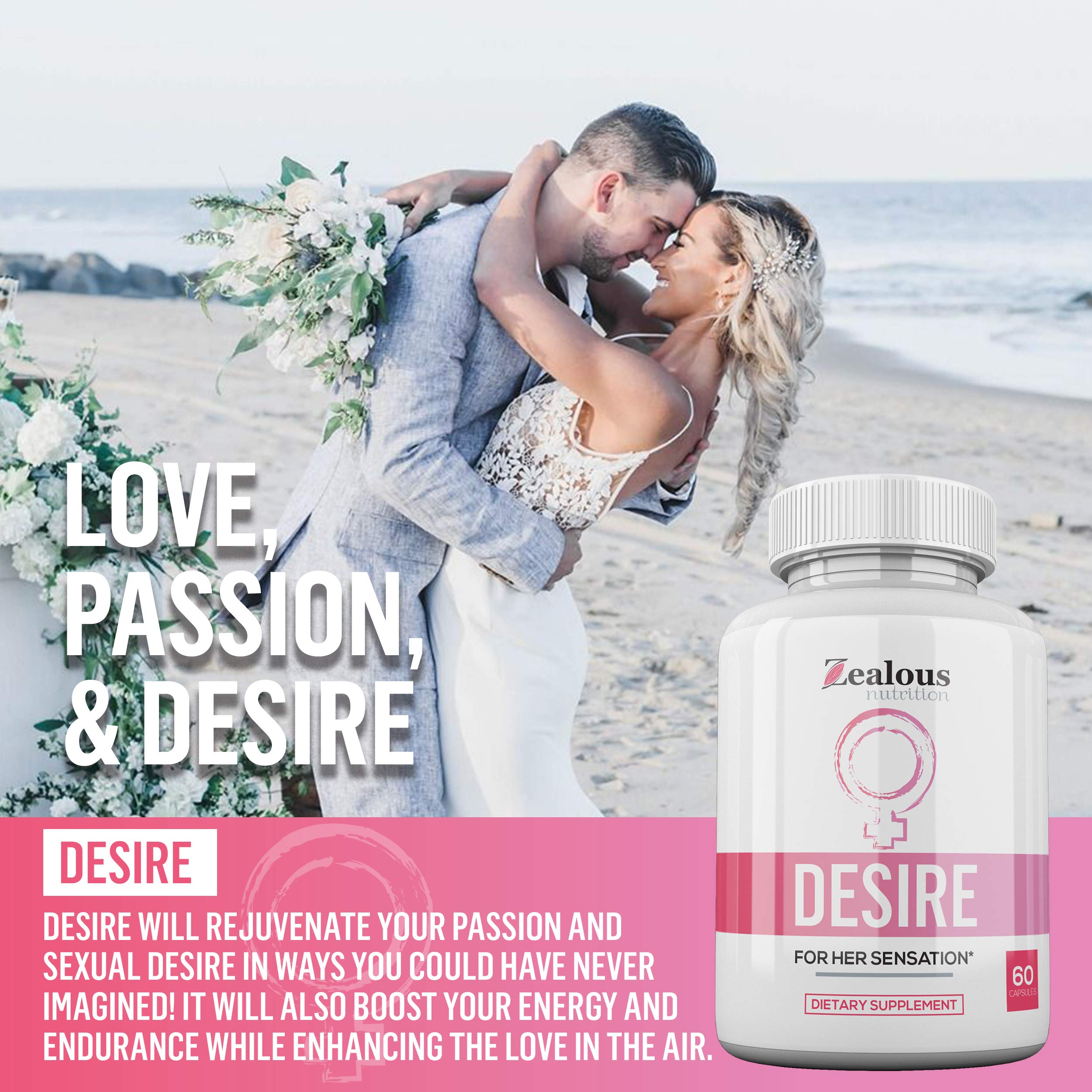 Close-up of Zealous Desire bottle cap highlighting fast-acting female arousal support.
