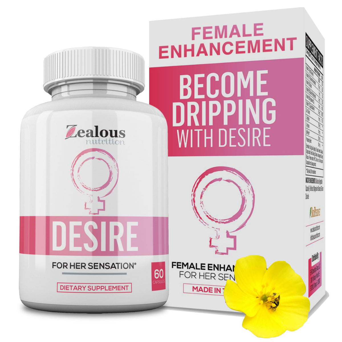 Zealous Desire bottle pour shows convenient daily libido support for women.