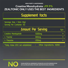 Zealtonic taurine 800mg cofactor included in the packets.