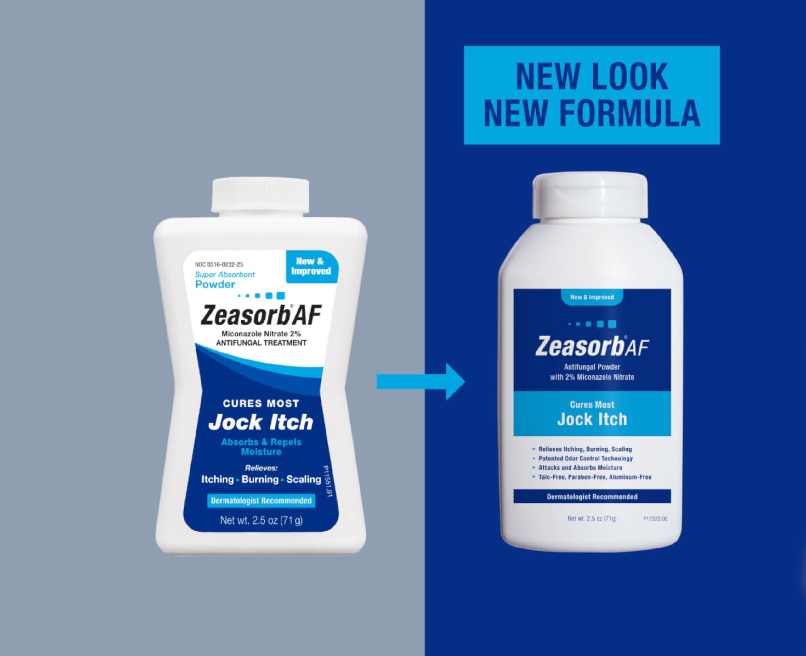 Zeasorb label highlights 2% miconazole nitrate for antifungal relief