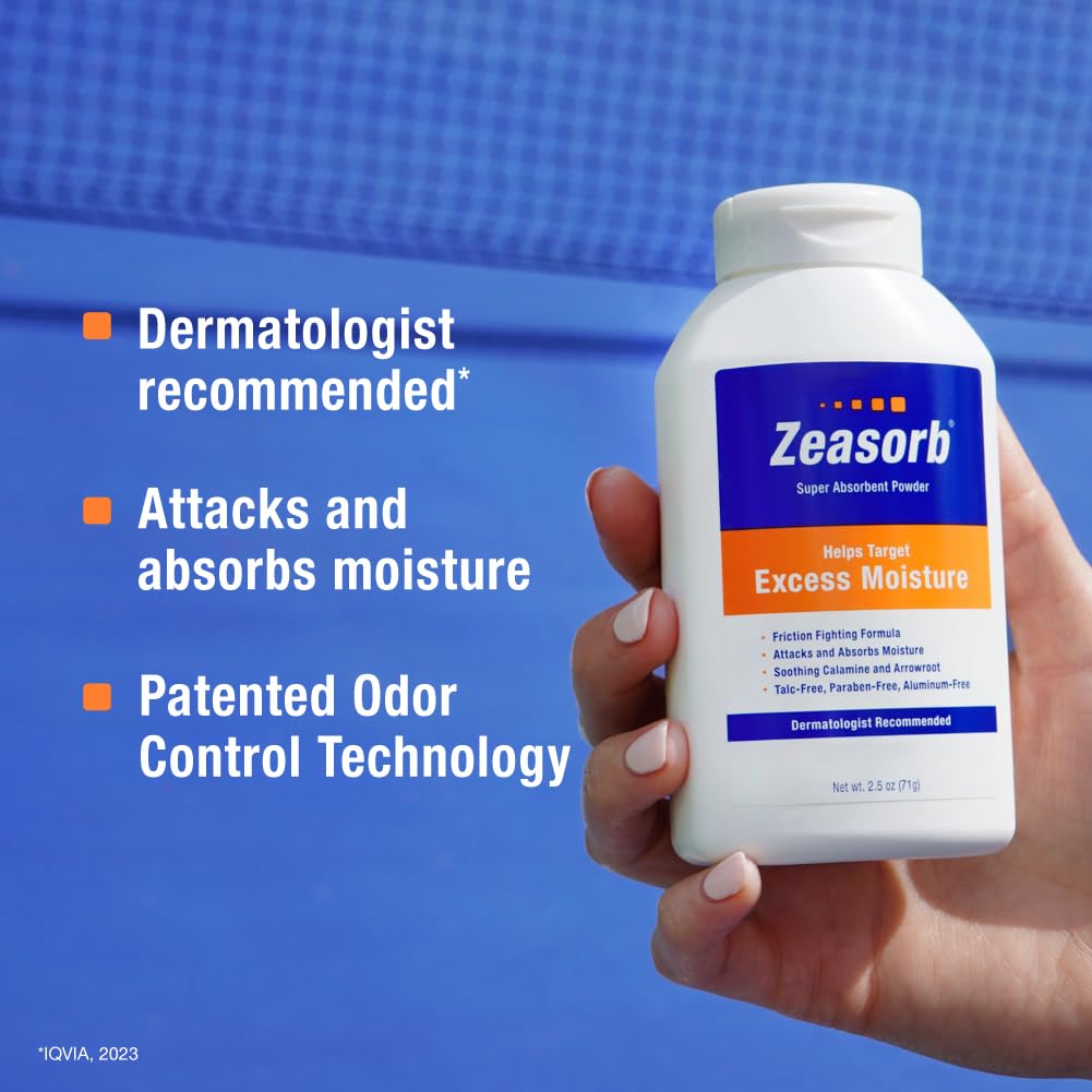 Zeasorb polvos-absorcion-humedad: absorbe la humedad para uso diario sin irritación.