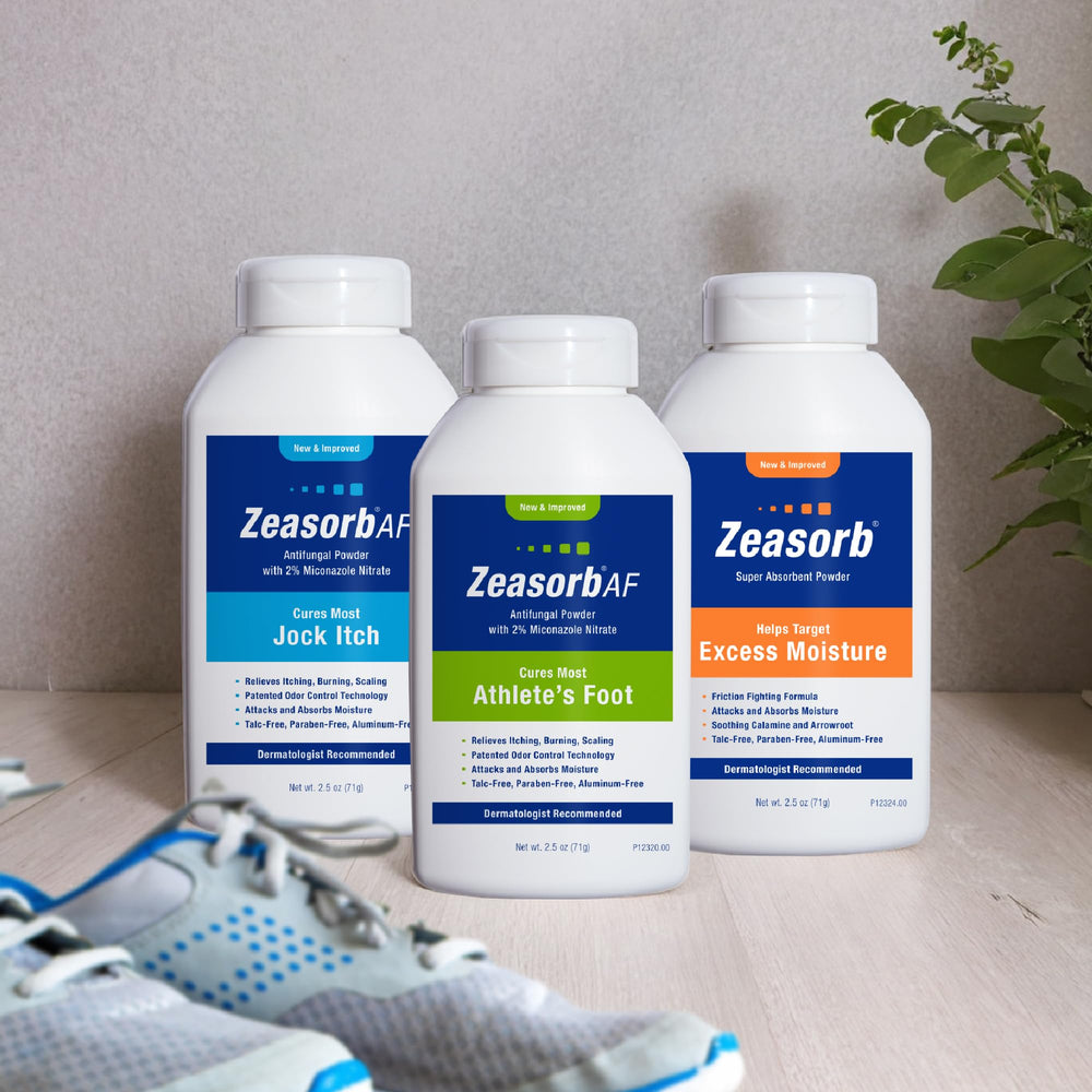 Zeasorb Prevention packaging close-up showcases compact, travel-ready option.