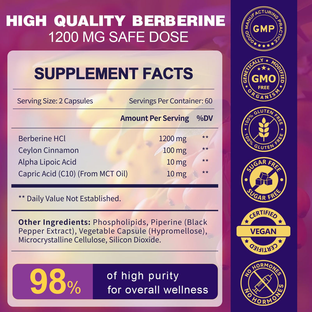 ZEBORA berberine HCl capsules close-up highlighting easy-to-swallow form.