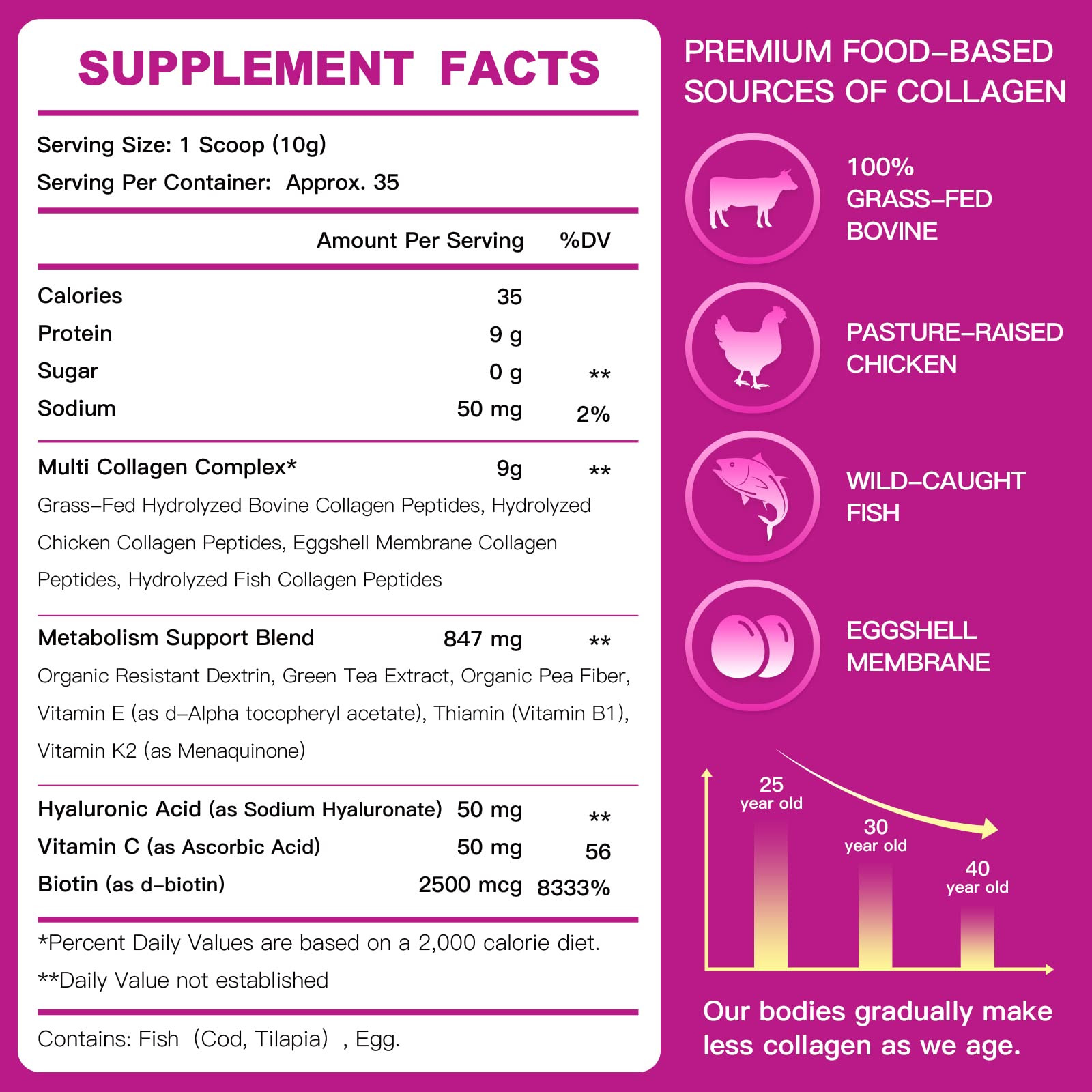 ZEBORA collagen-types closeup highlights Types I–V–X for comprehensive joint and skin support.