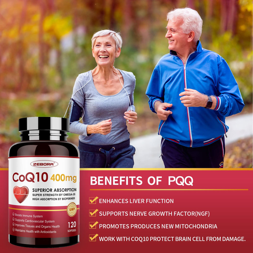 ZEBORA CoQ10 bottle with statin context suggesting energy support potential