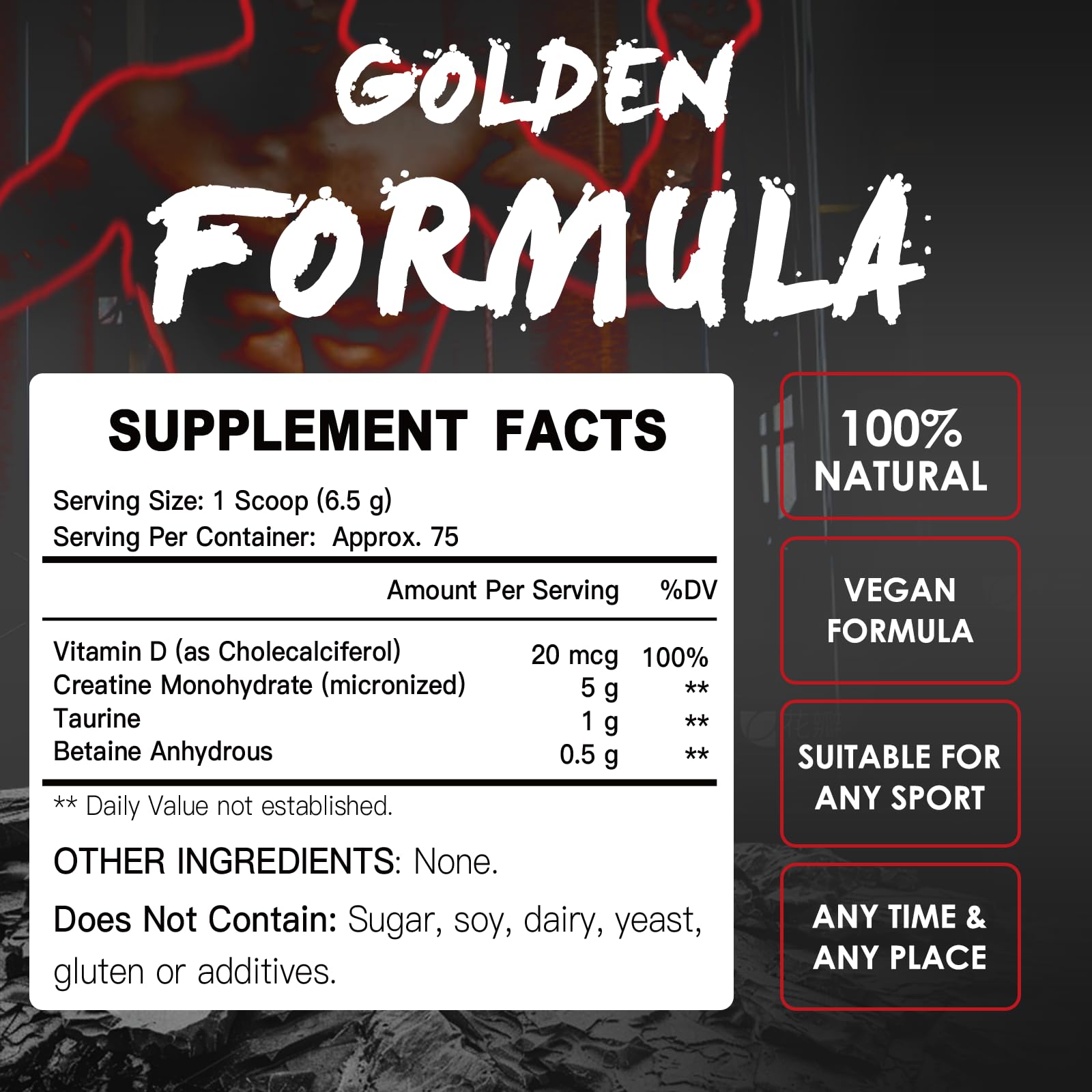 ZEBORA creatine taurine betaine scoop aids rapid absorption and muscle support.