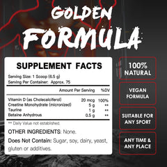 ZEBORA creatine taurine betaine scoop aids rapid absorption and muscle support.
