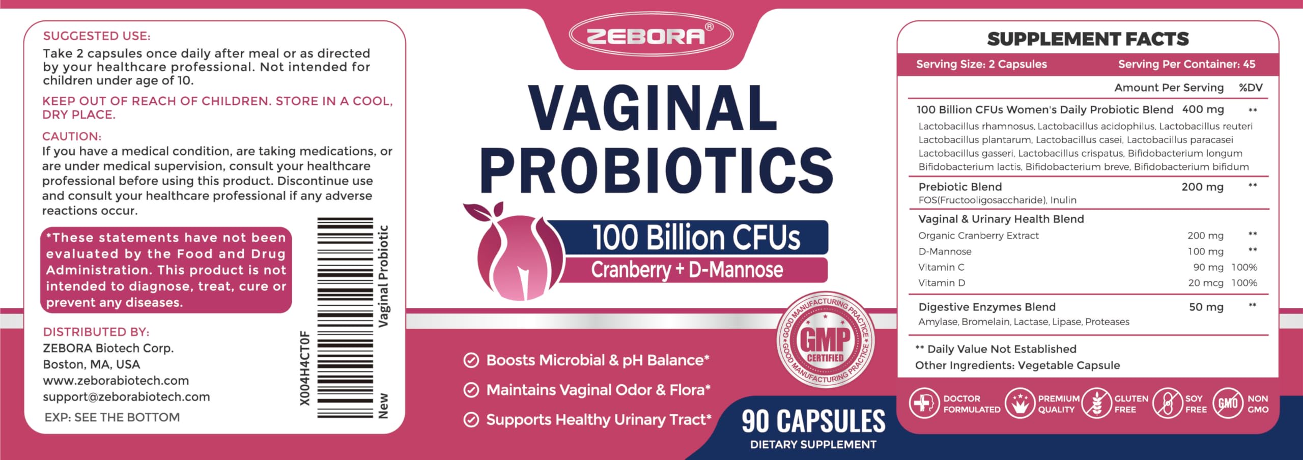 ZEBORA daily use probiotic for vegan non-GMO shelf-stable wellness