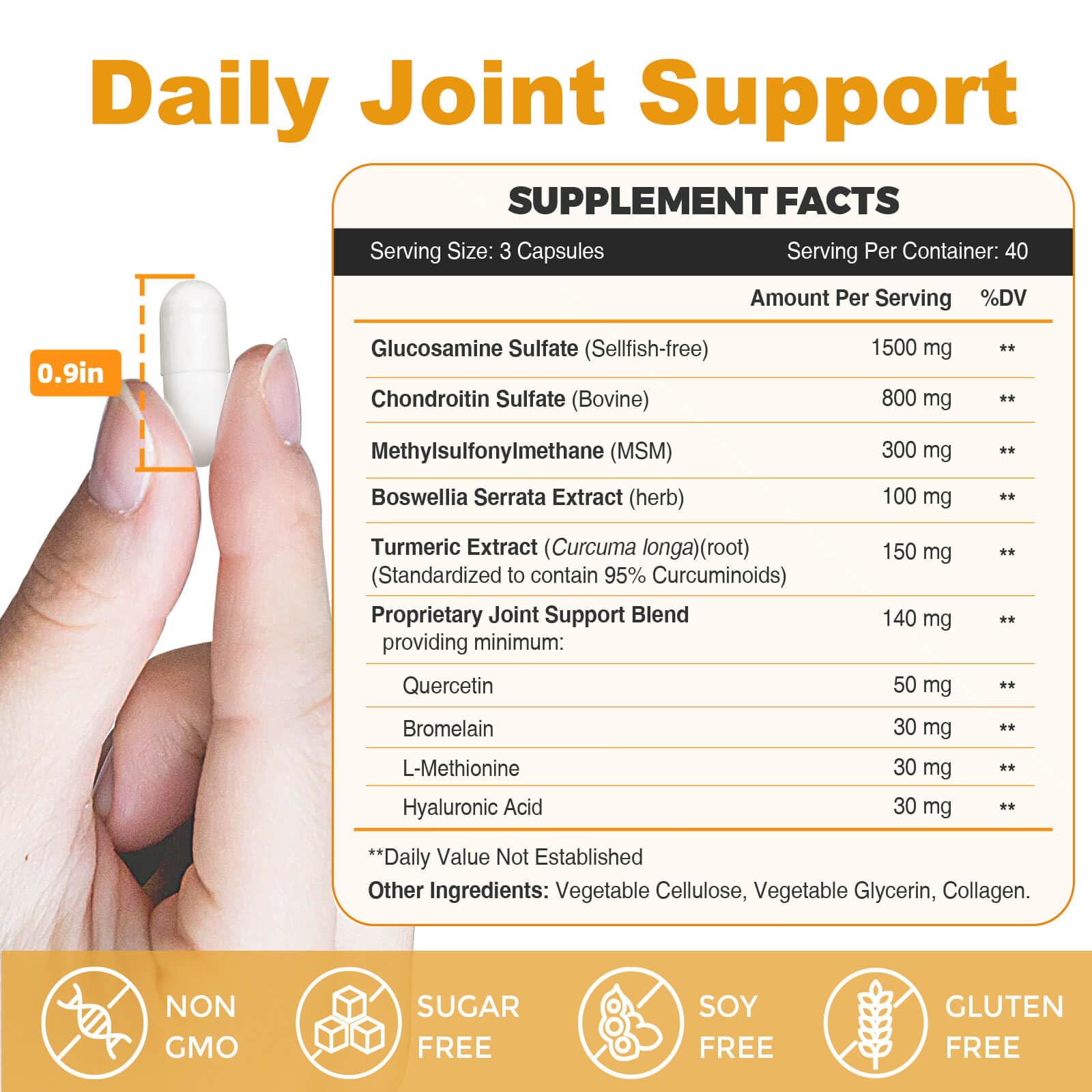 ZEBORA Glucosamine Chondroitin capsules close-up showing texture and dosing