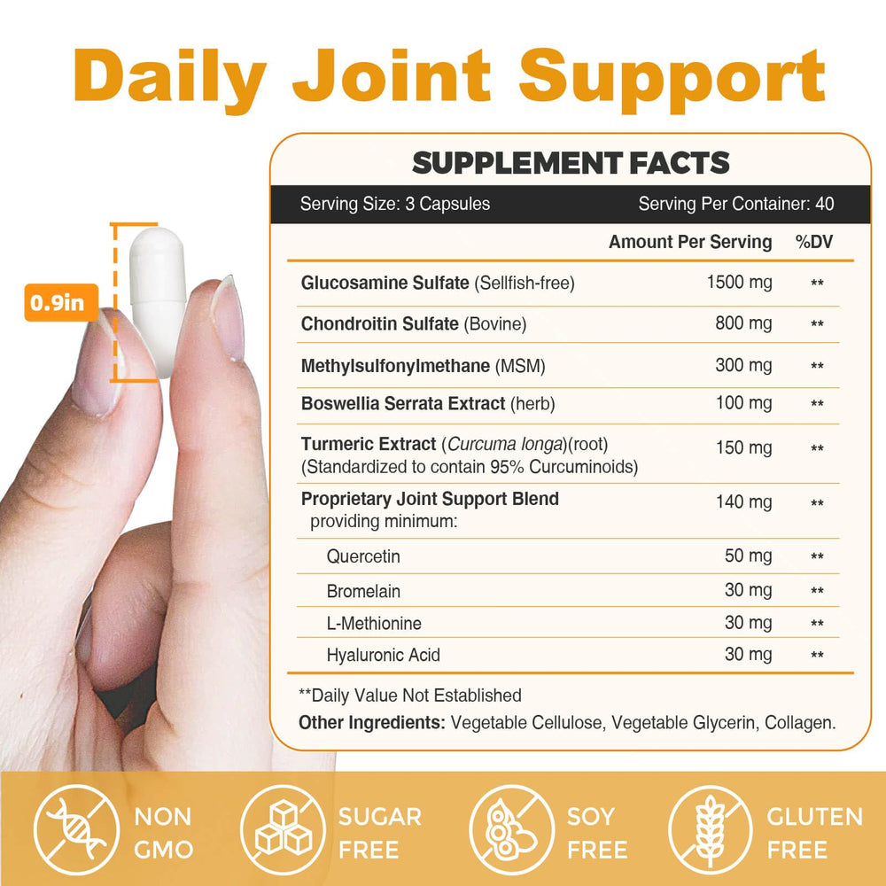 ZEBORA Glucosamine Chondroitin capsules close-up showing texture and dosing