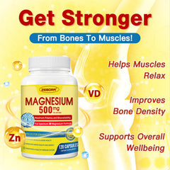 ZEBORA magnesium glycinate capsules close-up highlighting high absorption formula