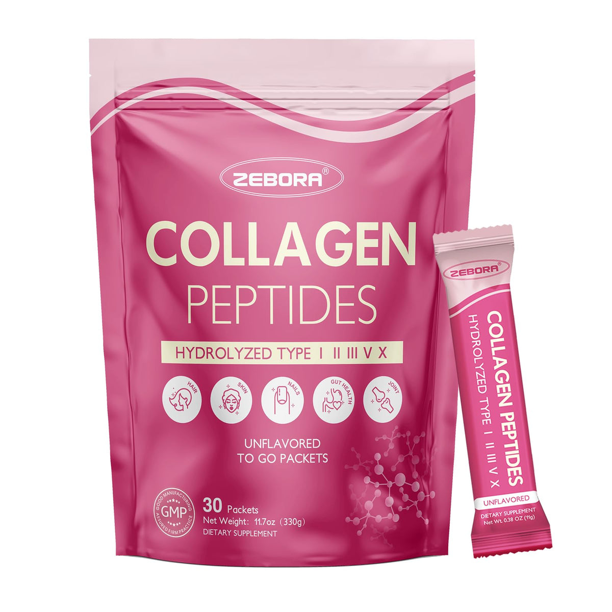 ZEBORA multi collagen packets package ready for daily hydration and beauty support
