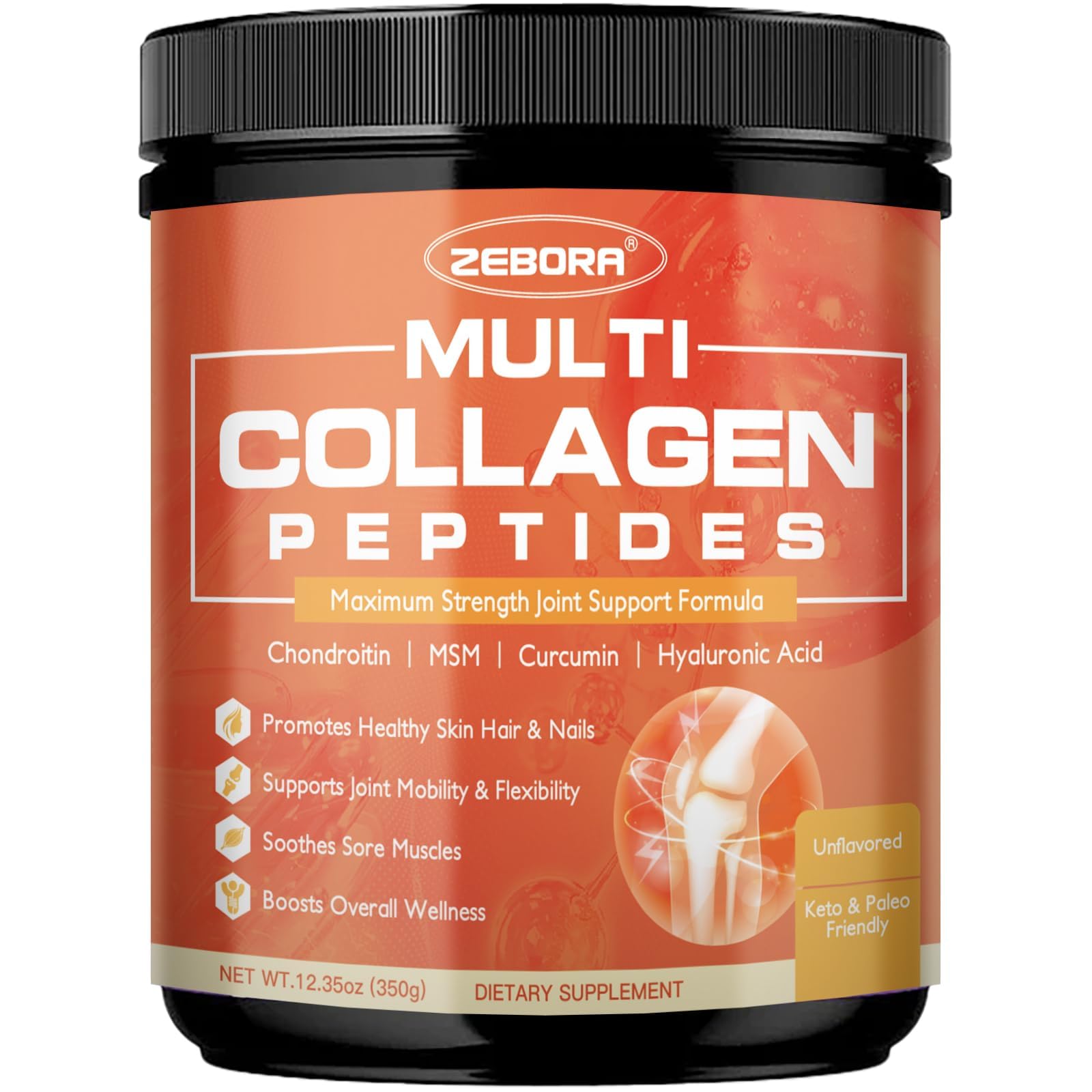 ZEBORA Multi-Collagen bottle for daily joint and skin support