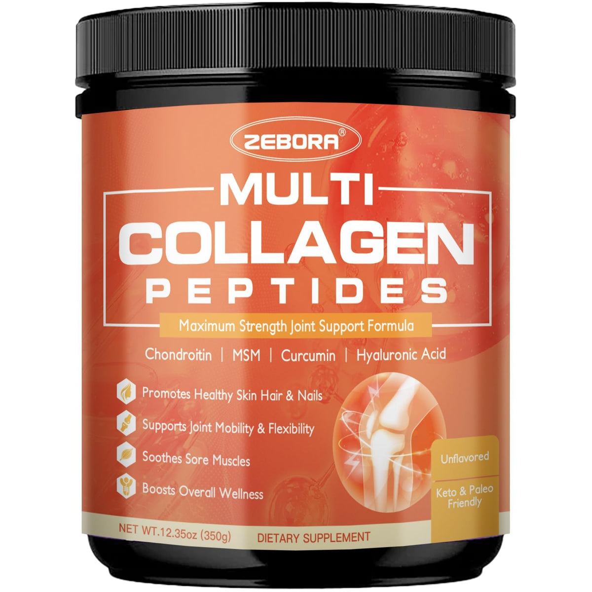 ZEBORA Multi-Collagen bottle for daily joint and skin support