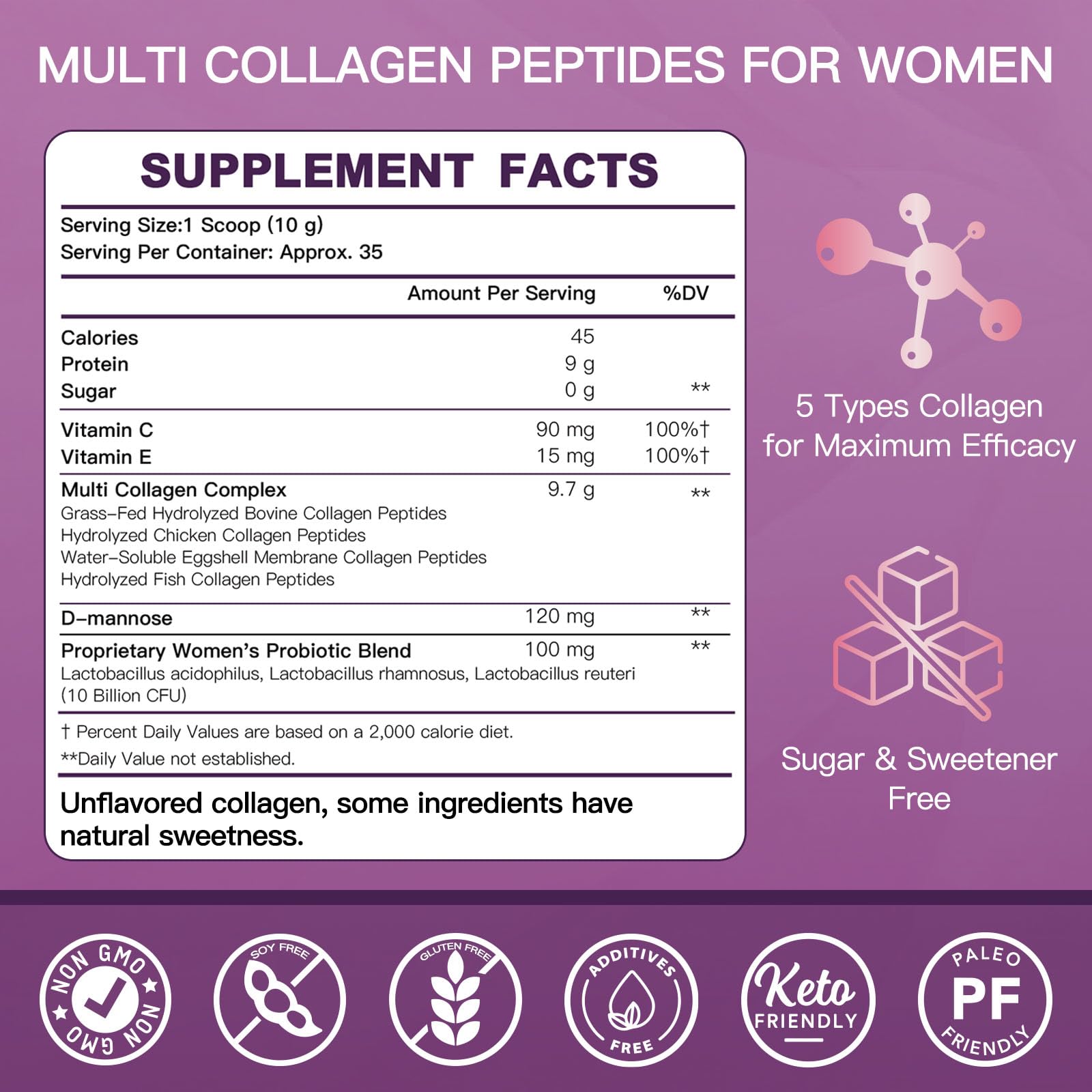 ZEBORA multi collagen powder scoop showing easy daily measurement