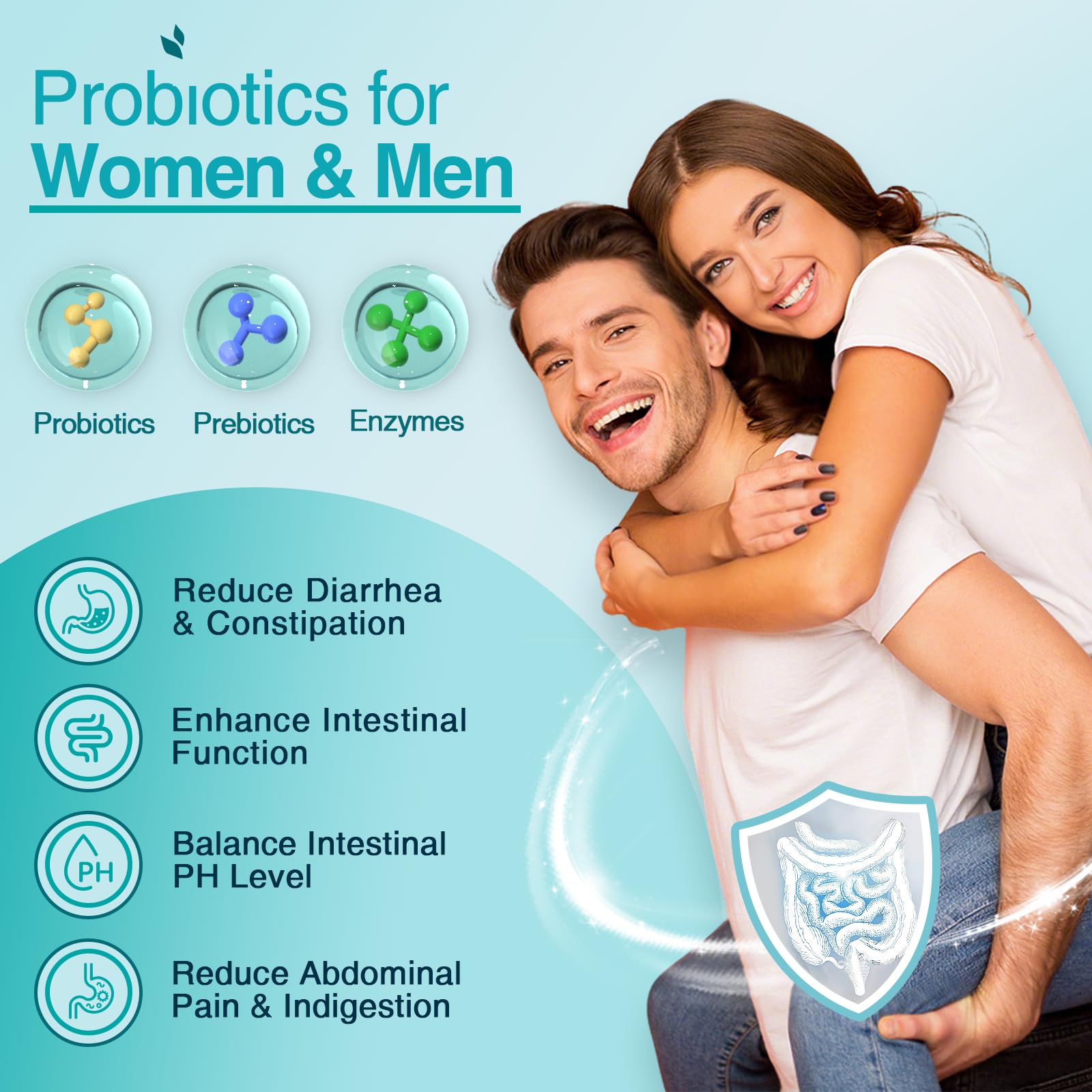 ZEBORA Probiotics label detail showcasing 120B CFUs and multi-strain support for digestion.