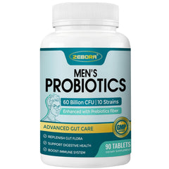 ZEBORA Probiotics bottle front view for men's digestive support