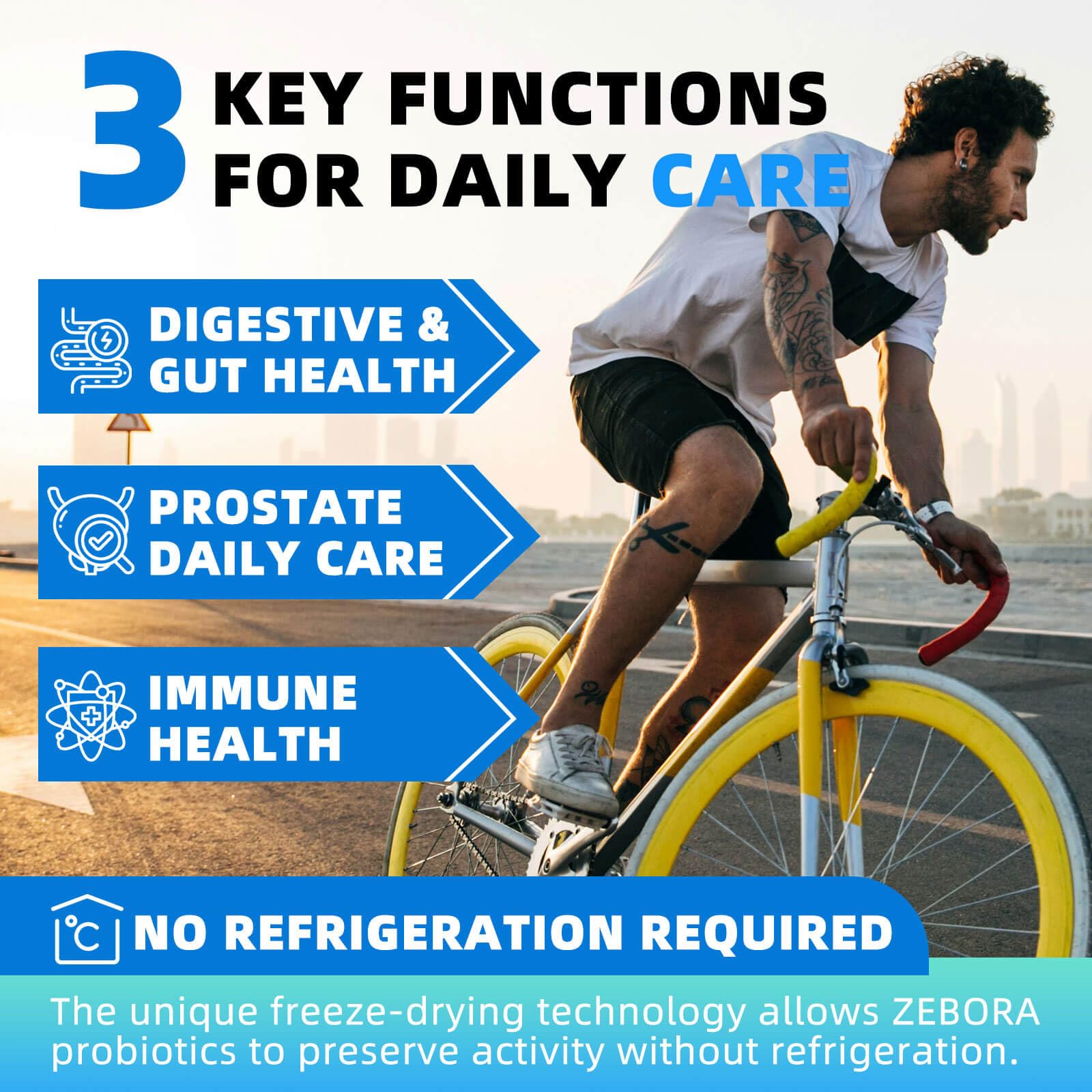ZEBORA Probiotics for Men capsules support daily gut health and energy