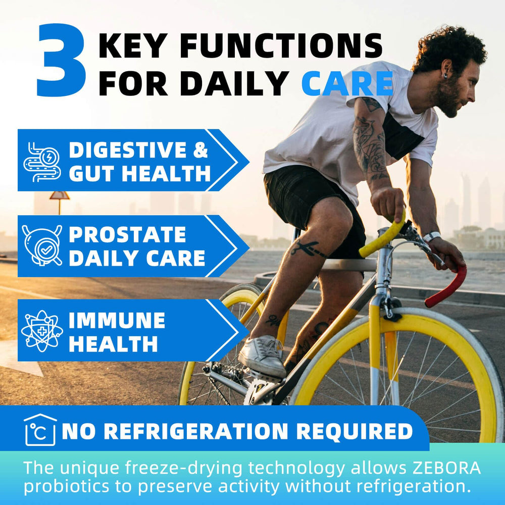 ZEBORA Probiotics for Men capsules support daily gut health and energy