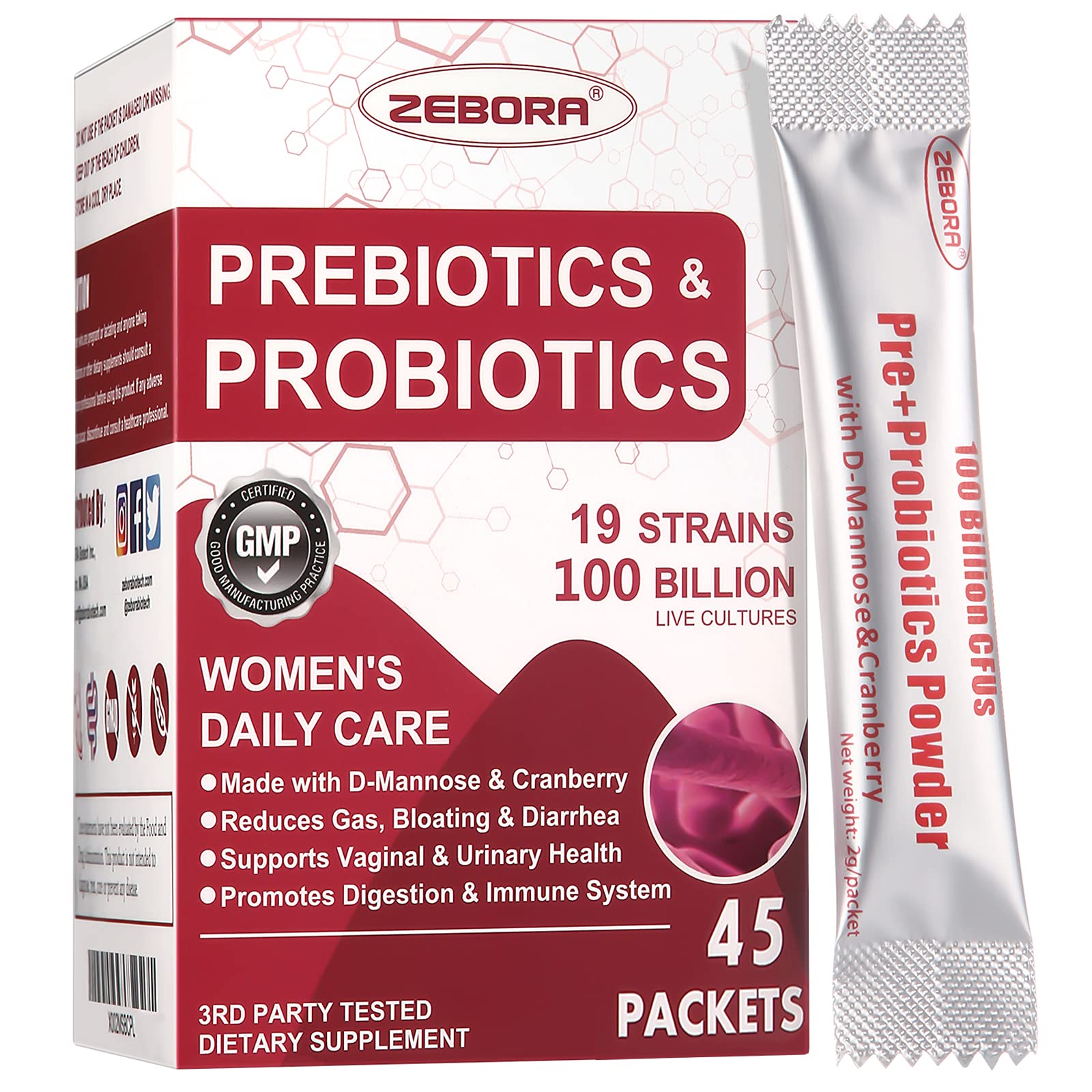 ZEBORA Probiotics for Women 100-billion-CFUs bottle front view for digestive and immune support